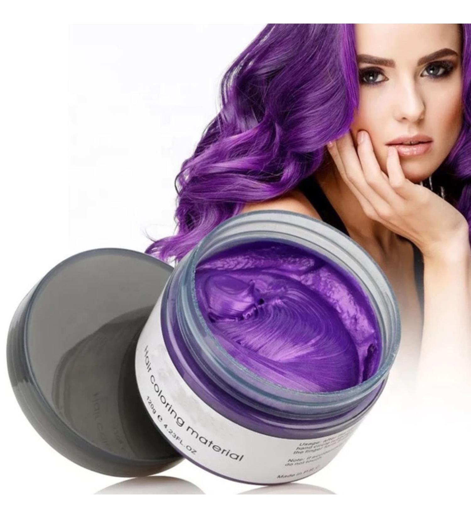 Filfeel Hair Color Wax 120g - Unisex Disposable Dye Ointment for DIY Hair Styling - Perfect for Halloween & Cosplay (Violet) - Buy Online on SooperMarket.com