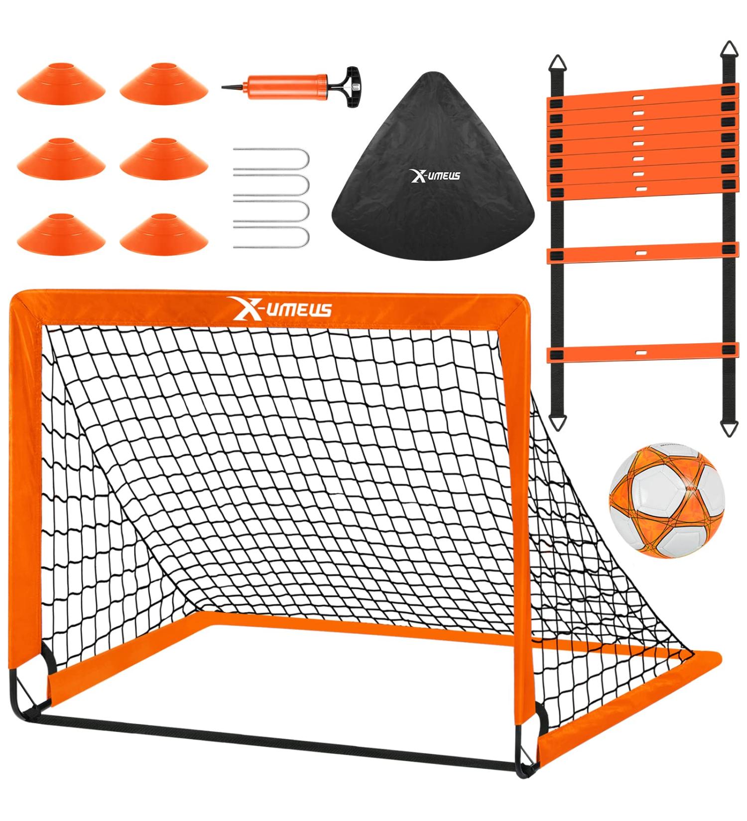 Kids Soccer Goals Set - 4'x3' Pop Up Toddler Goal with Ball, Ladder, and Cones | Portable Nets for Backyard Youth Sports Games - Buy Online on SooperMarket.com
