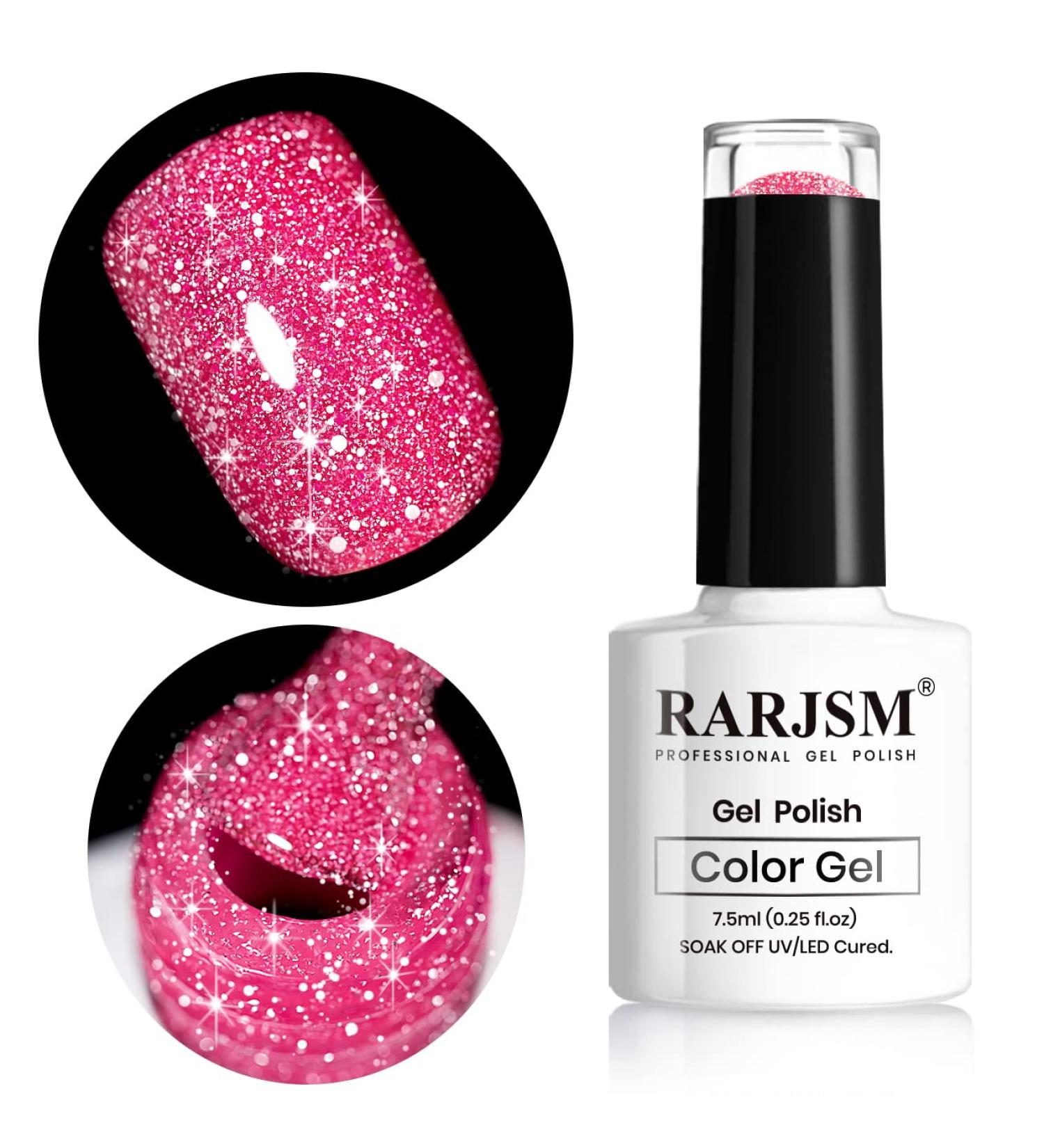 RARJSM Pink Gel Nail Polish - 7.5ml Reflective Glitter Neon Shimmer | Summer Candy Collection - Buy Online on SooperMarket.com