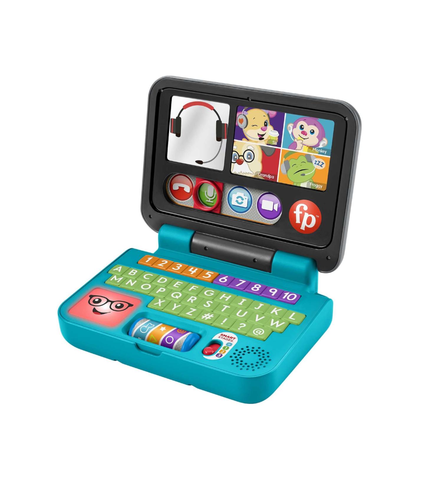 Fisher-Price Learning Fun HomeOffice Laptop | Electronic Educational Toy for 6+ Months | Smart-Stage Learning ABCs 55+ Songs First German Words - Buy Online on SooperMarket.com