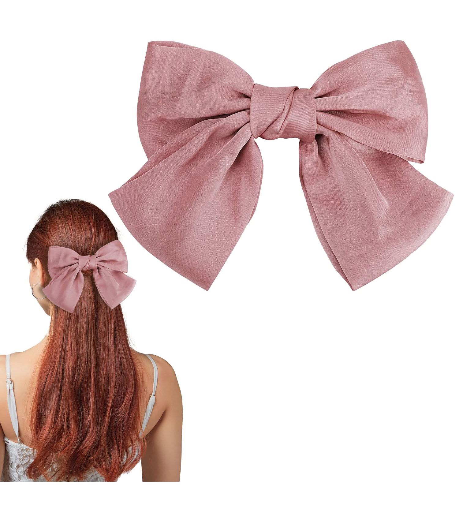 Shop Pink Bow Hair Clips for Women & Girls | French Large Hair Bows - International Shipping - Buy Online on SooperMarket.com