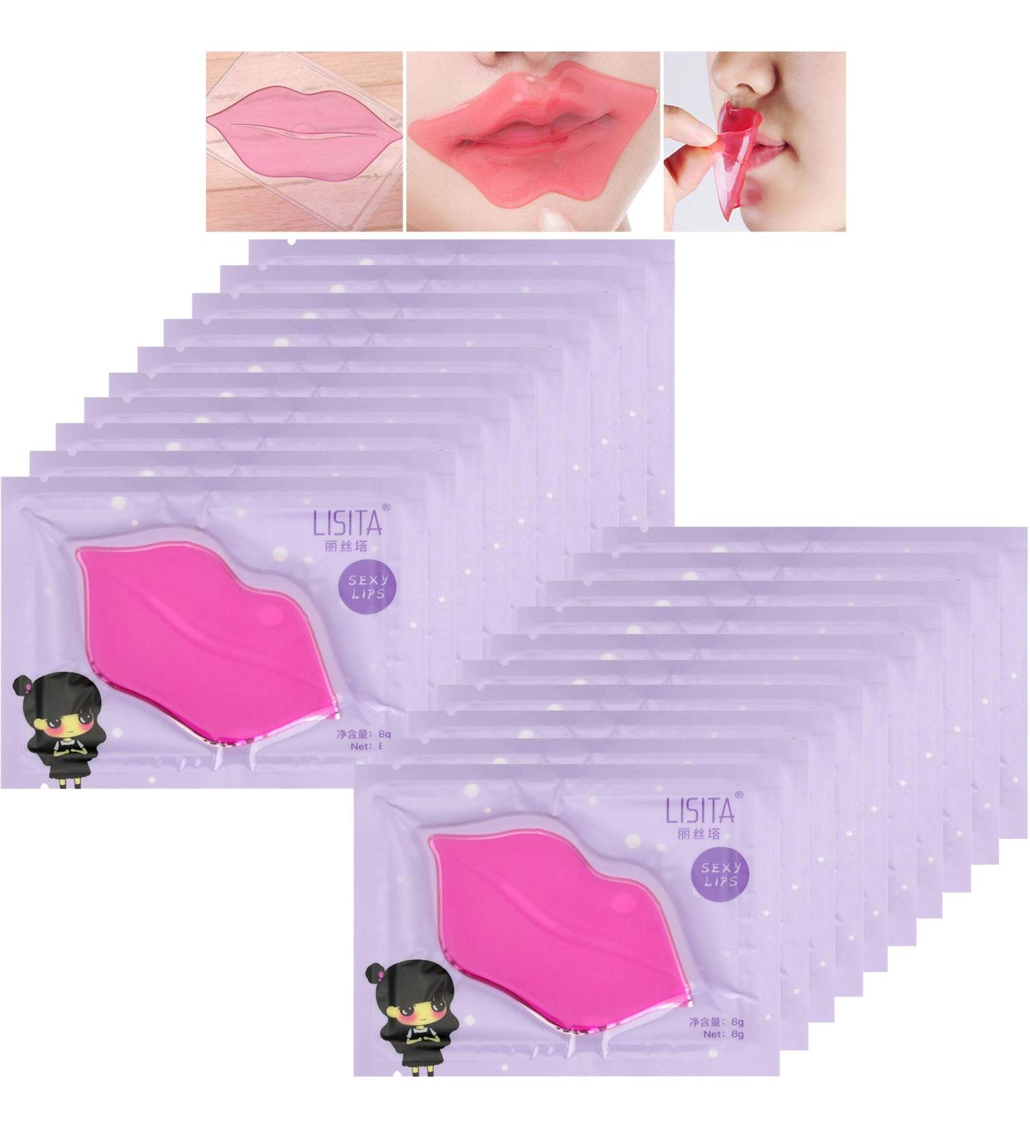 DeliSoul Pink Crystal Lip Masks - 20 Piece Collagen Lip Pads for Hydrating, Plumping, and Anti-Aging - Buy Online on SooperMarket.com