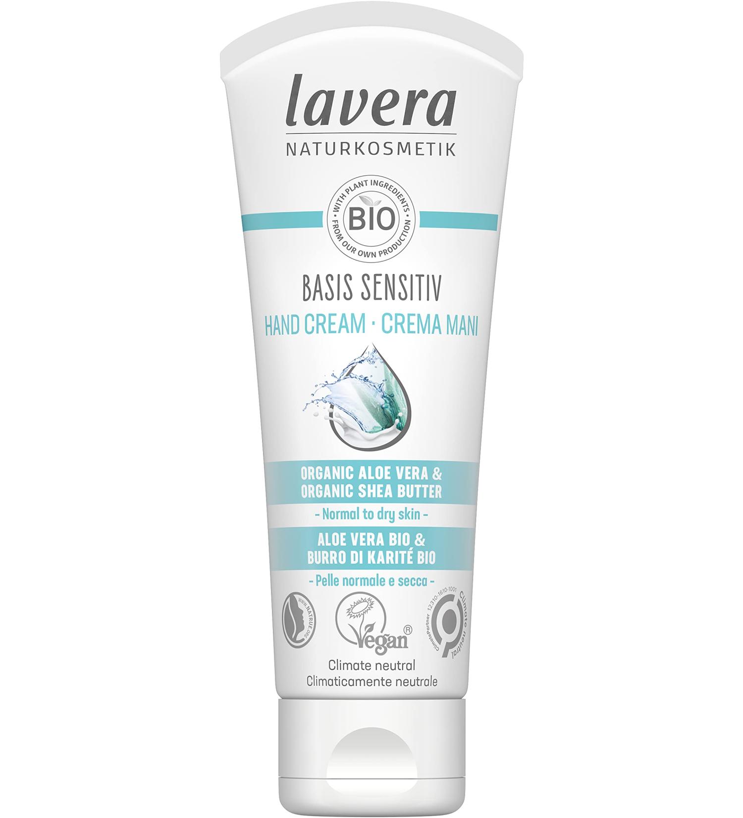 Lavera Basis Sensitive Hand Cream - Organic Aloe Vera & Shea Butter - Vegan Natural Cosmetics - 75ml - Buy Online on SooperMarket.com