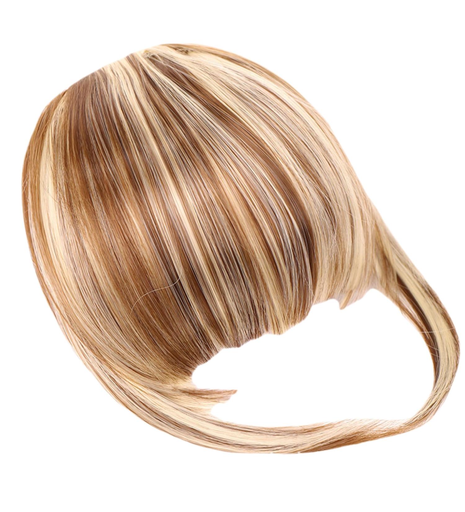 Fake Bangs Clip in Fringe High Temperature Fiber Clip in Bangs with Temple Hair Breathable Natural Look Fake Flat Bangs Front Face Fake Fringe for Women Girl (A) style1 - Buy Online on SooperMarket.com