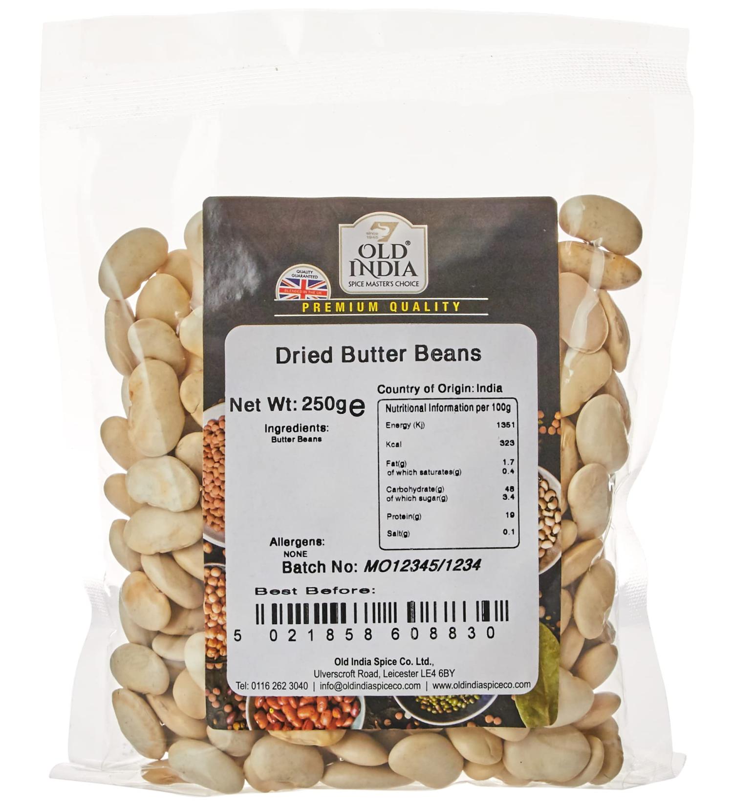 Old India Dried Butter Beans 250g - Buy Online on SooperMarket.com