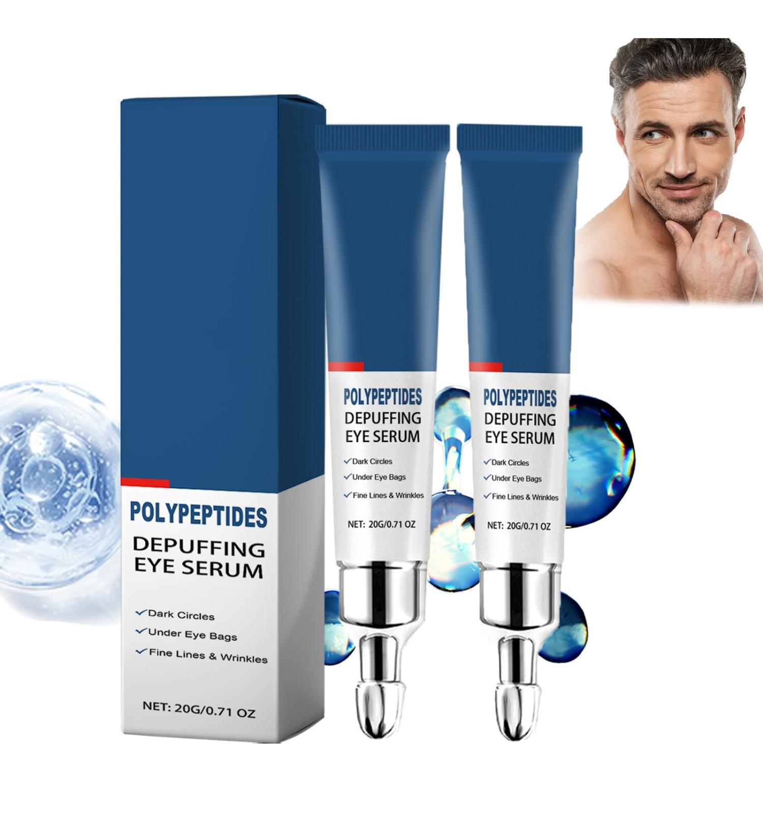 Peptide Depuffing Eye Serum - Natural & Organic Anti-Wrinkle Under Eye Cream with Kojic Acid & Caffeine (2 PCs) - Buy Online on SooperMarket.com