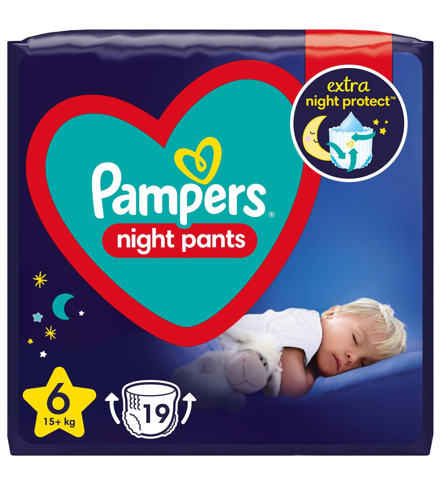 Pampers Night Pants Diapers Size 6 (15+ kg) - 19 Count - All-Night Protection for Comfortable Sleep - Buy Online on SooperMarket.com