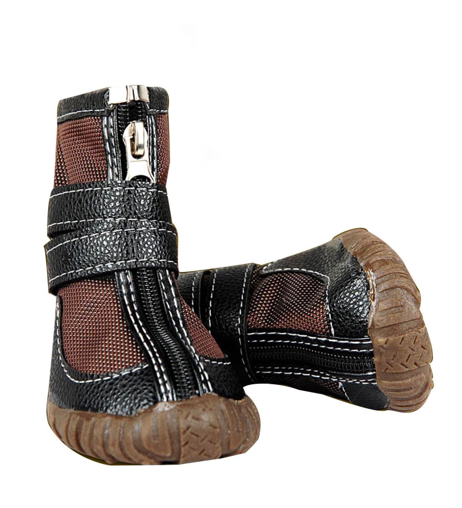 FLAdorepet Large Dog Waterproof Martin Boots - Pack of 4 Brown Shoes for Pitbull & Golden Retriever - Buy Online on SooperMarket.com