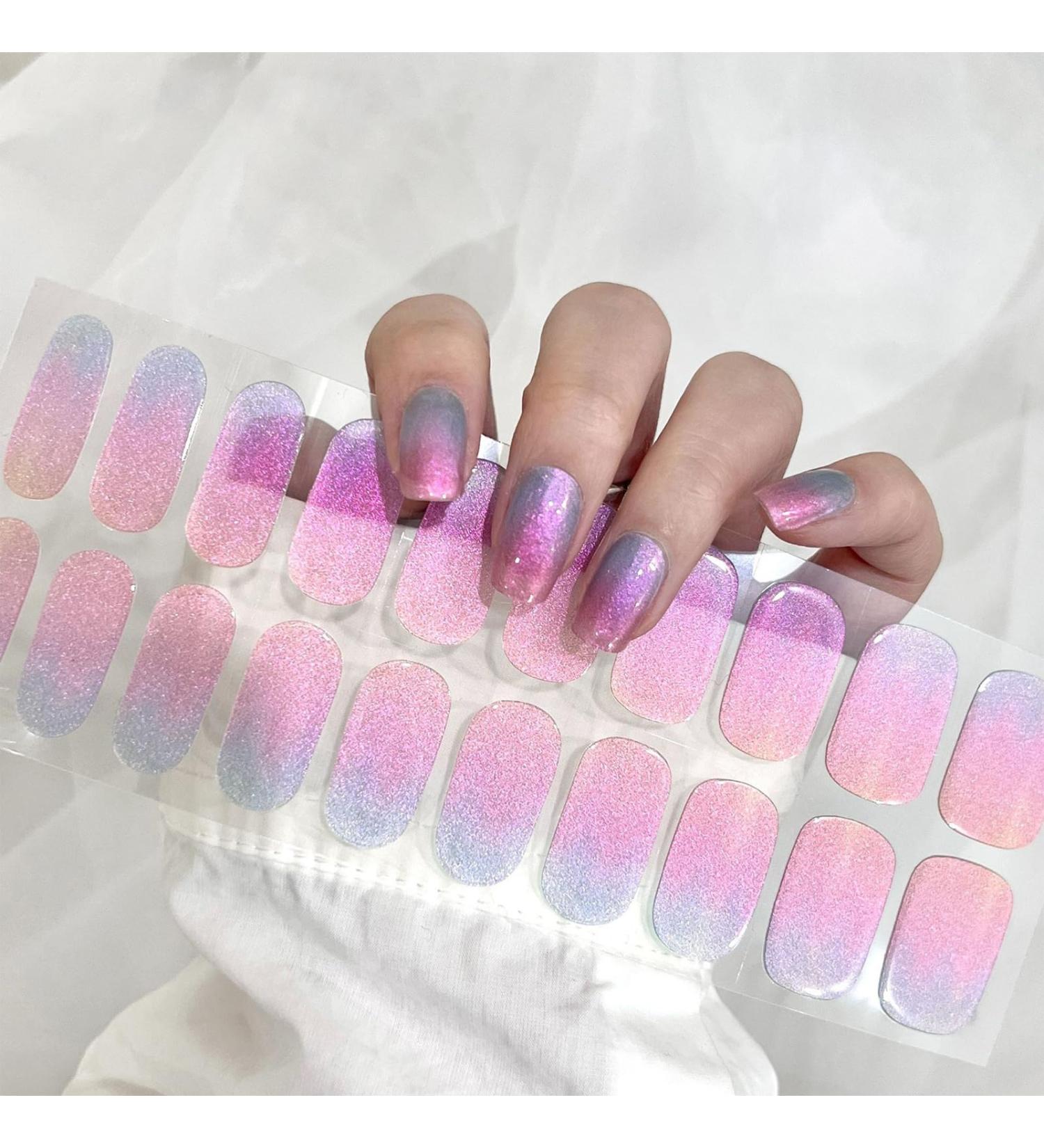 CBOIC 22-Piece Half-Hardened Gel Nail Polish Stickers - Aurora French UV Gel Strips Long-Lasting Self-Adhesive Nail Wraps for Fingers & Toes - Buy Online on SooperMarket.com