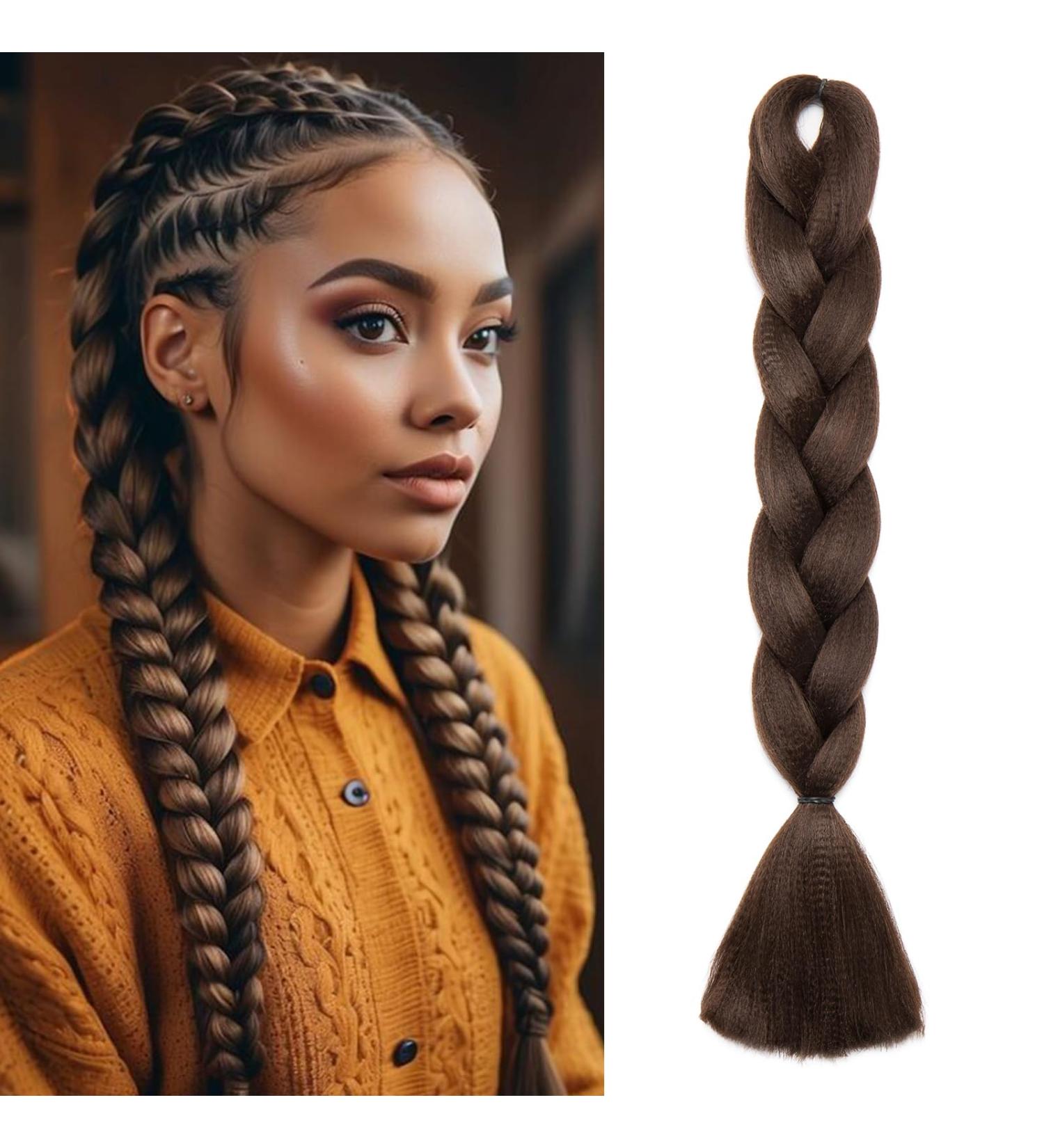Silk-co 24inch Jumbo Braids Hair Afro Braiding Hair Extensions Ombre Silky Synthetic Heat Resistant 100g-Medium Brown 24 Inch Medium Brown - Buy Online on SooperMarket.com