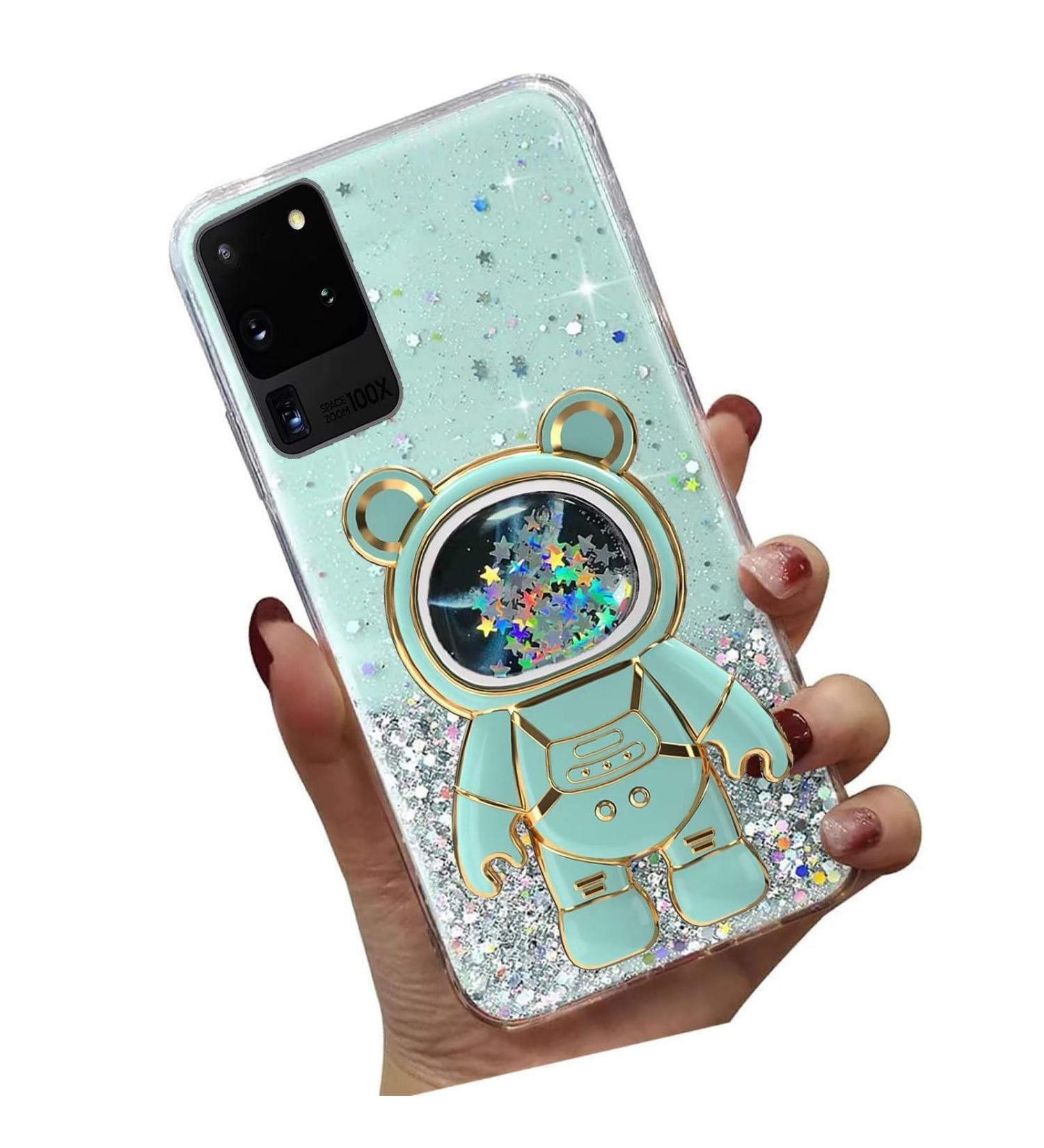 Buy Tivenfezk Nadoli for Samsung Galaxy S20 Ultra - Glitter Astronaut Hidden Stand Soft Silicone Case | Transparent Protective Cover - Buy Online on SooperMarket.com