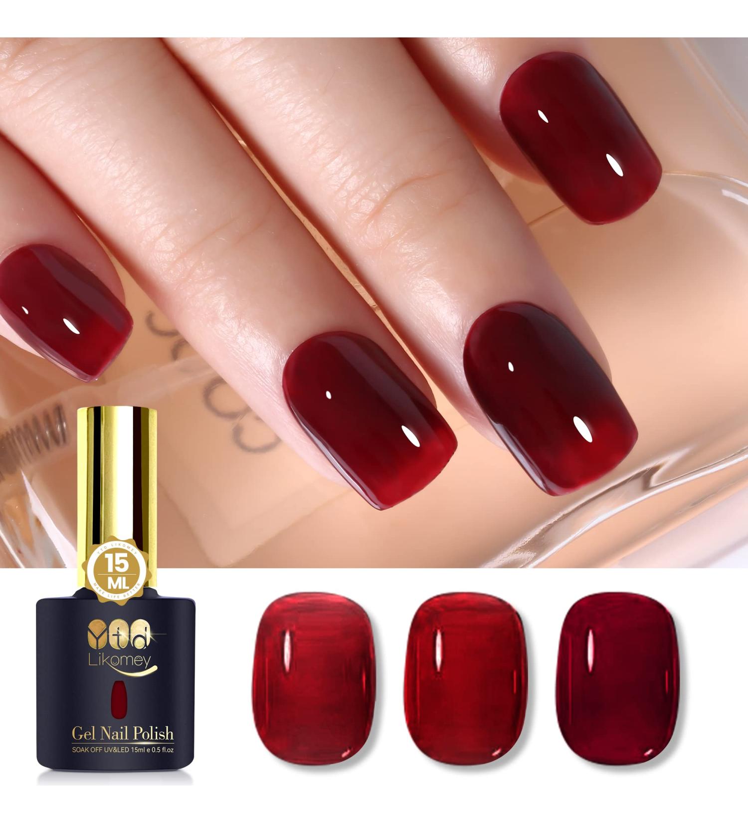 YTD Likomey Nude Gel Nail Polish 15ml - Translucent Berry Red Sheer UV Gel - 0.50 Fl Oz - Buy Online on SooperMarket.com