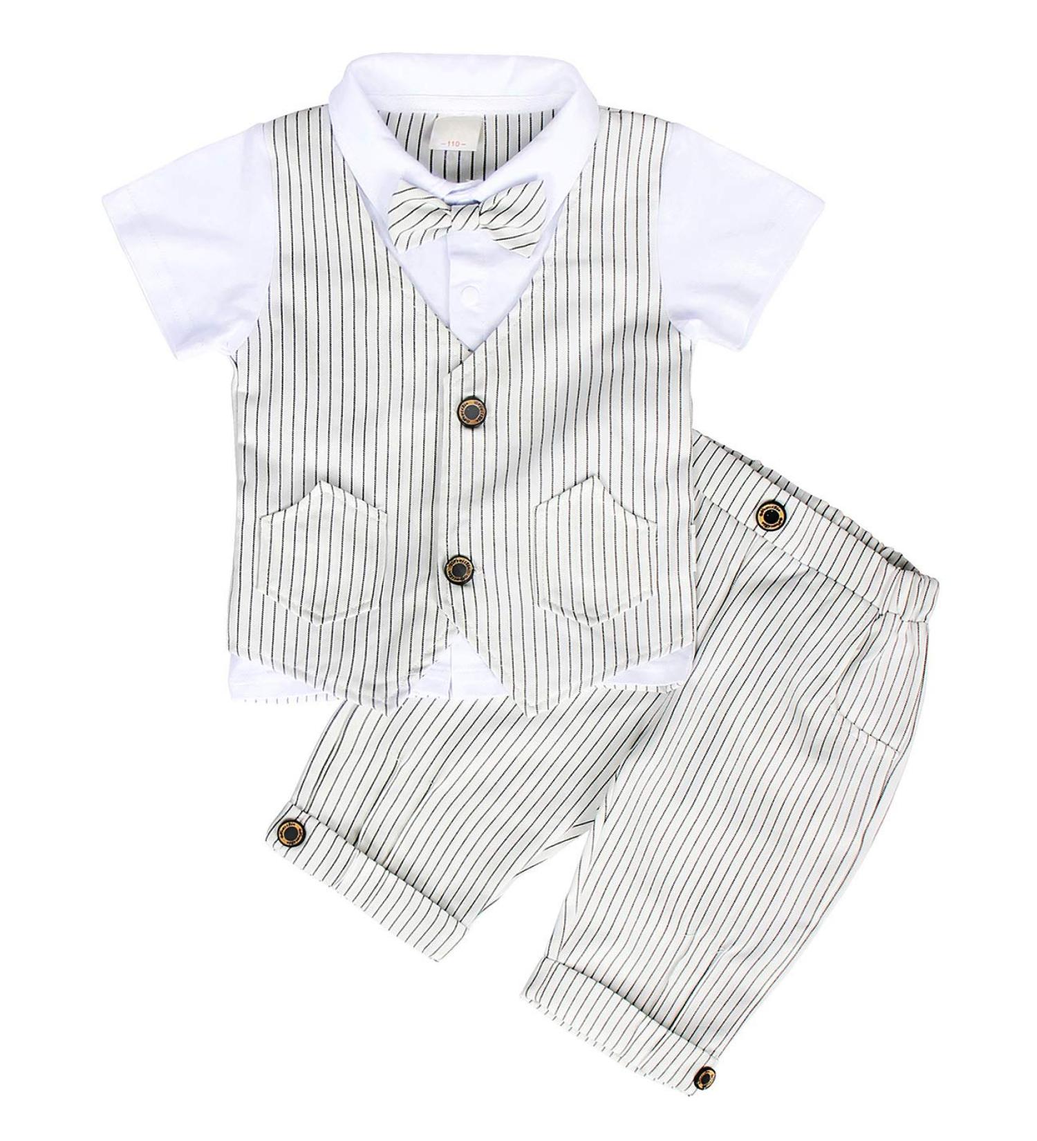AmzBarley Baby Boys Gentlemans Outfit Suit | Kids Formal Tuxedo Romper Set | Ivory, 1-2 Years - Buy Online on SooperMarket.com