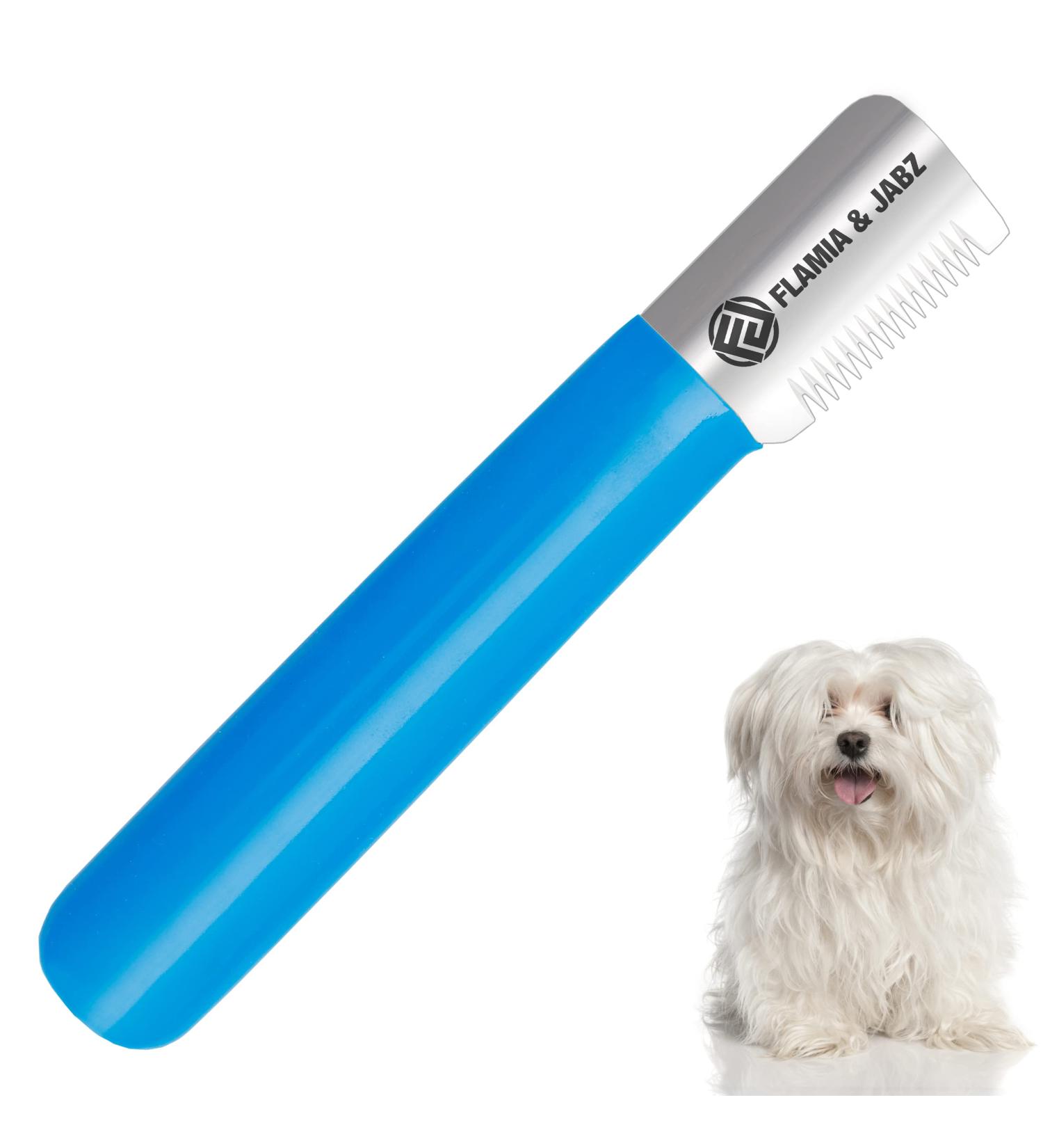 FLAMIA & JABZ Medium Dog Stripping Knife - Right-Handed Stainless Steel & Comfortable Plastic Handle for Grooming - Buy Online on SooperMarket.com