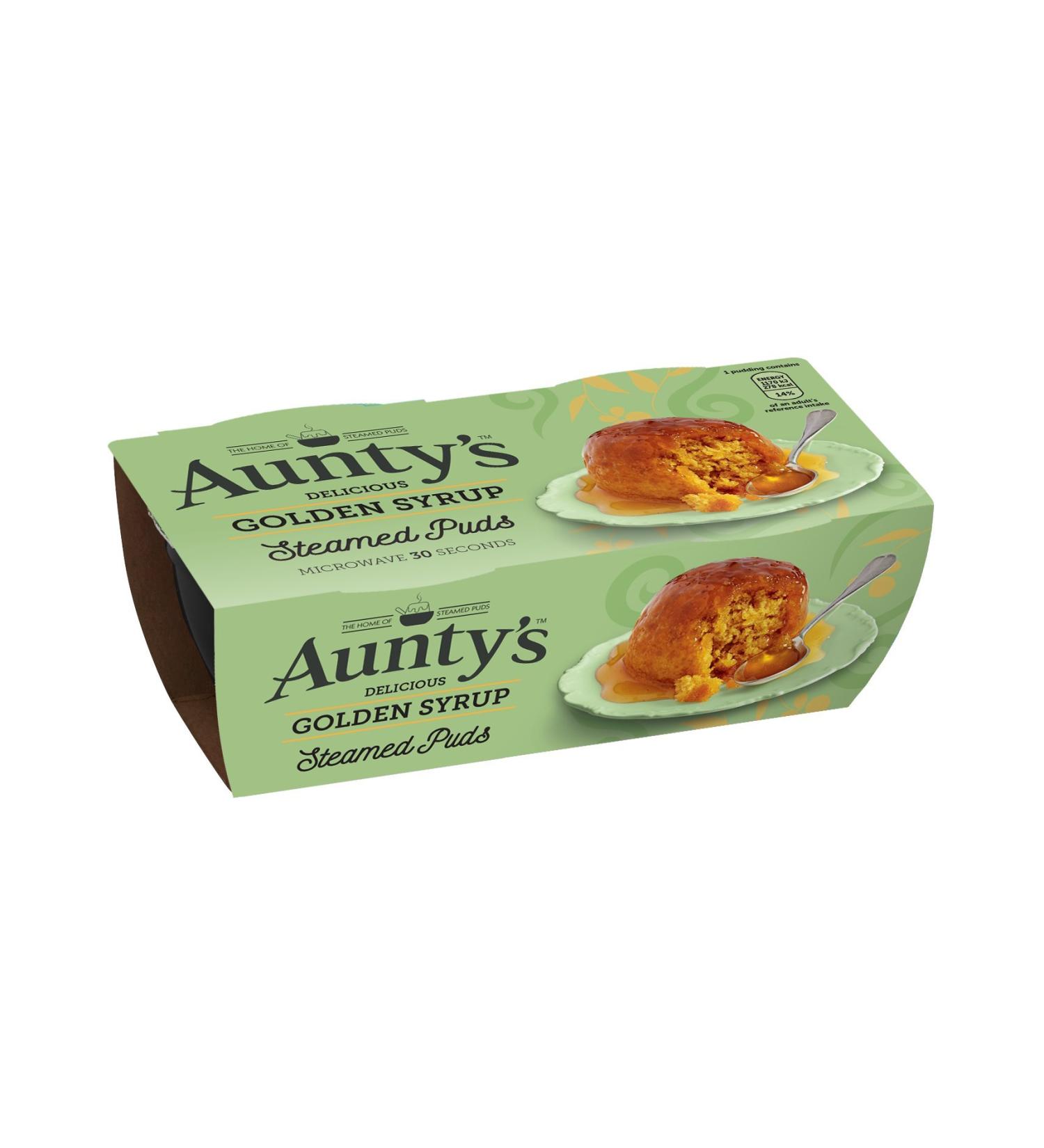 Aunty's Golden Syrup Steamed Puddings - CASE of 12 - 95g X 12 ( 6 Twin Packs)