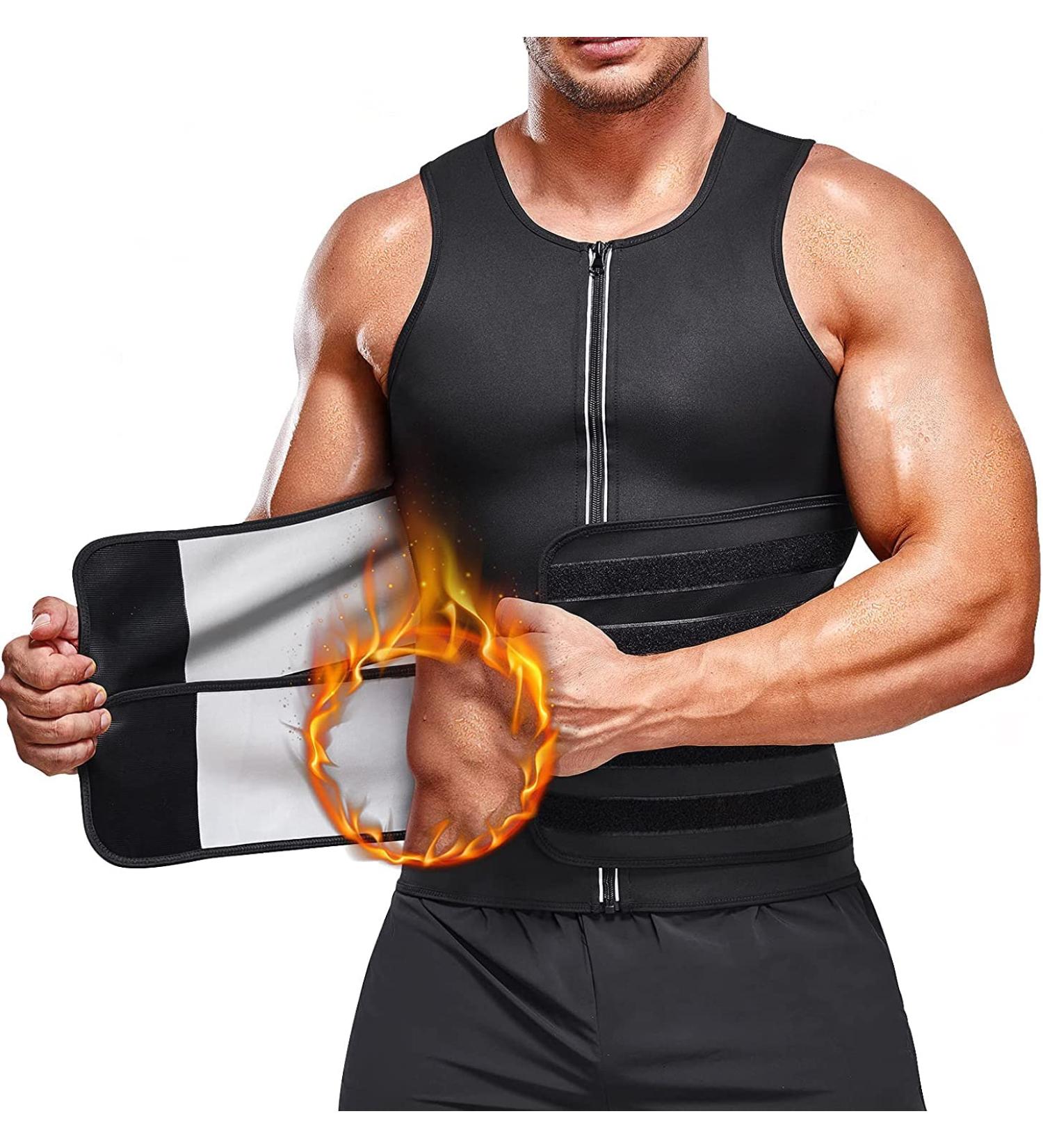 Kumayes Men's Sauna Sweat Vest - Neoprene Fitness Corset & Shapewear | XXL Black for Weight Loss & Belly Slimming - Buy Online on SooperMarket.com