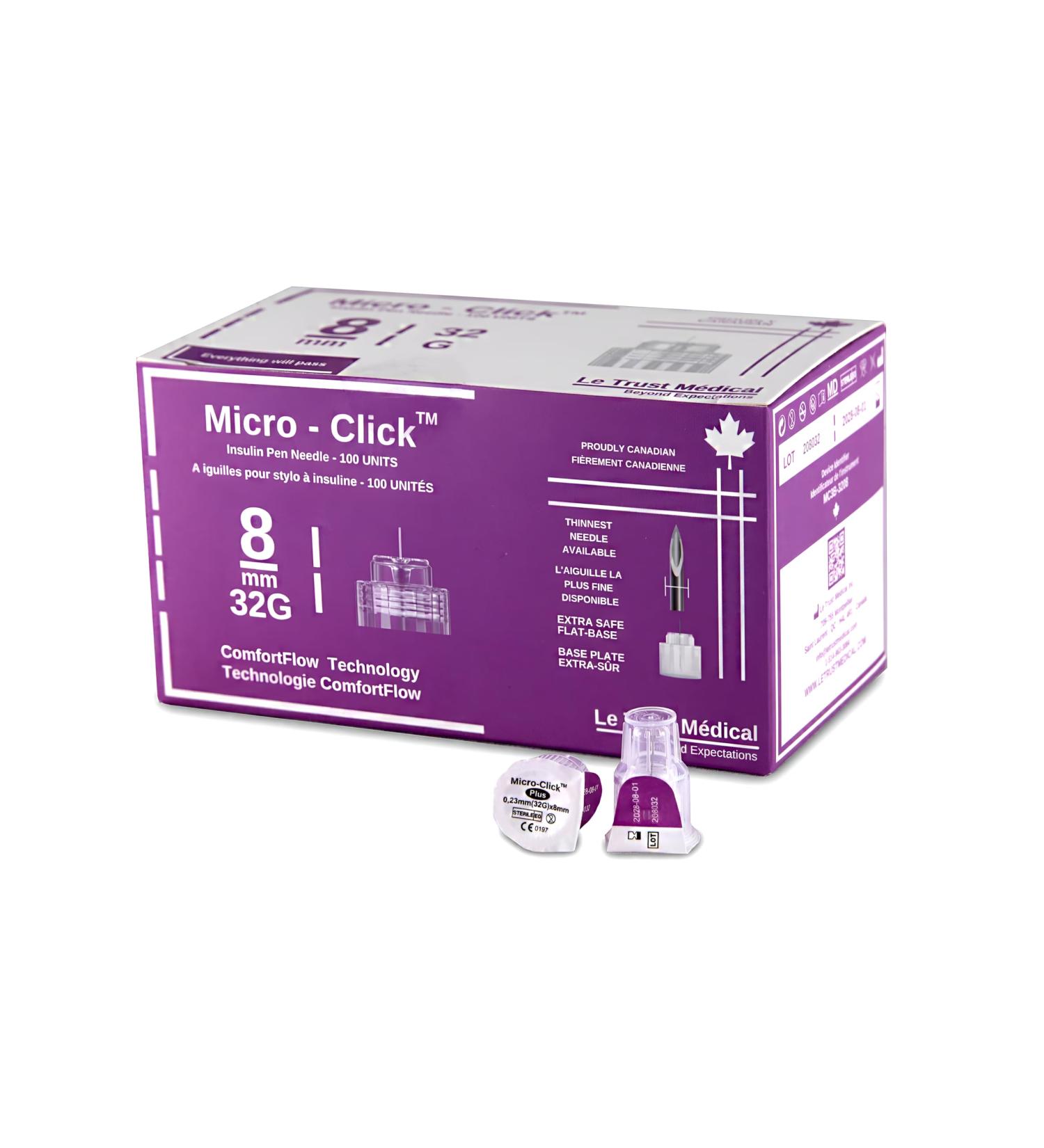 8mm 32G Micro-Click Diabetic Pen Needles 100 pen needles Insulin Pen Needles ozempic needles - Buy Online on SooperMarket.com