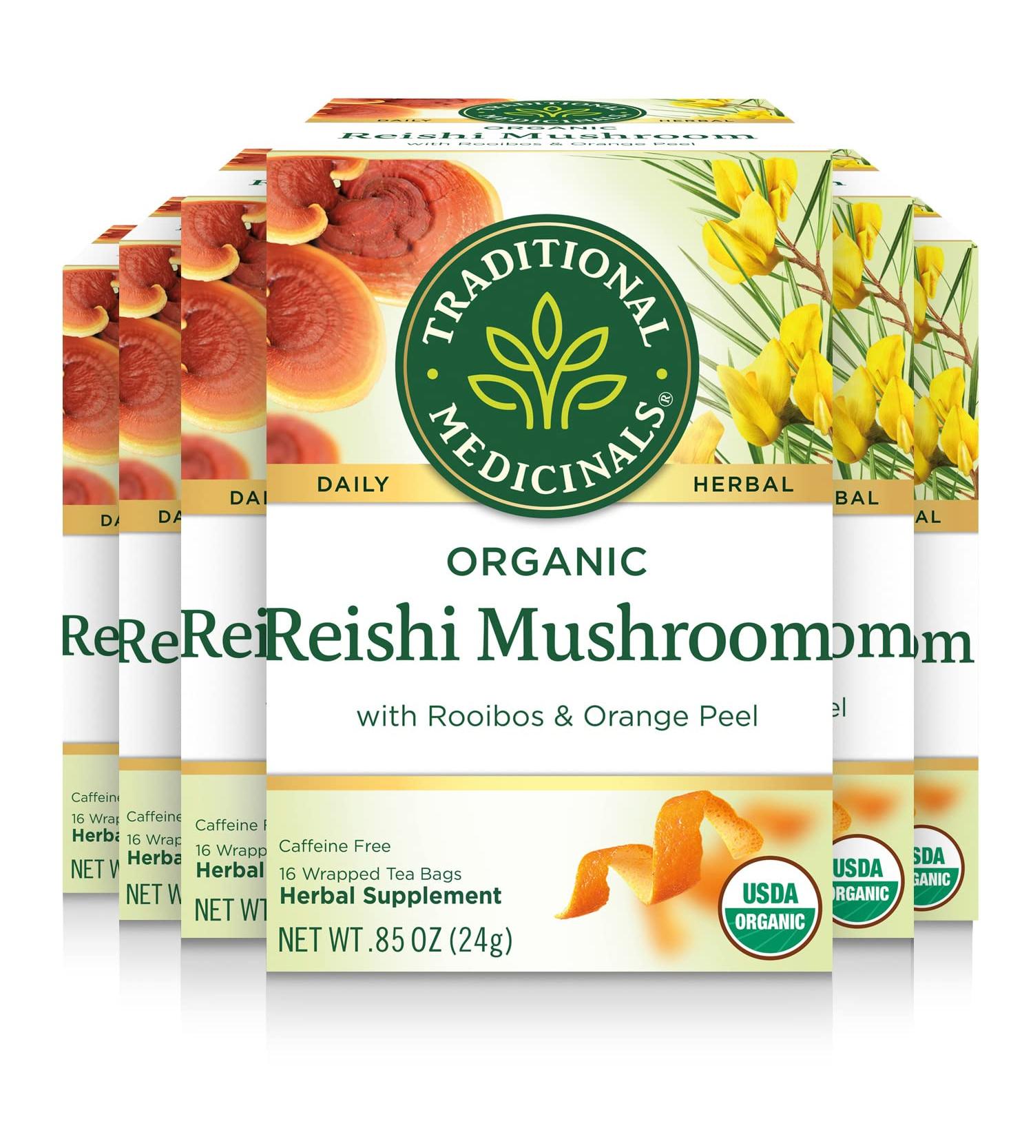 Traditional Medicinals Organic Reishi Mushroom Tea with Rooibos & Orange Peel - 16 Count (Pack of 6) - Buy Online on SooperMarket.com
