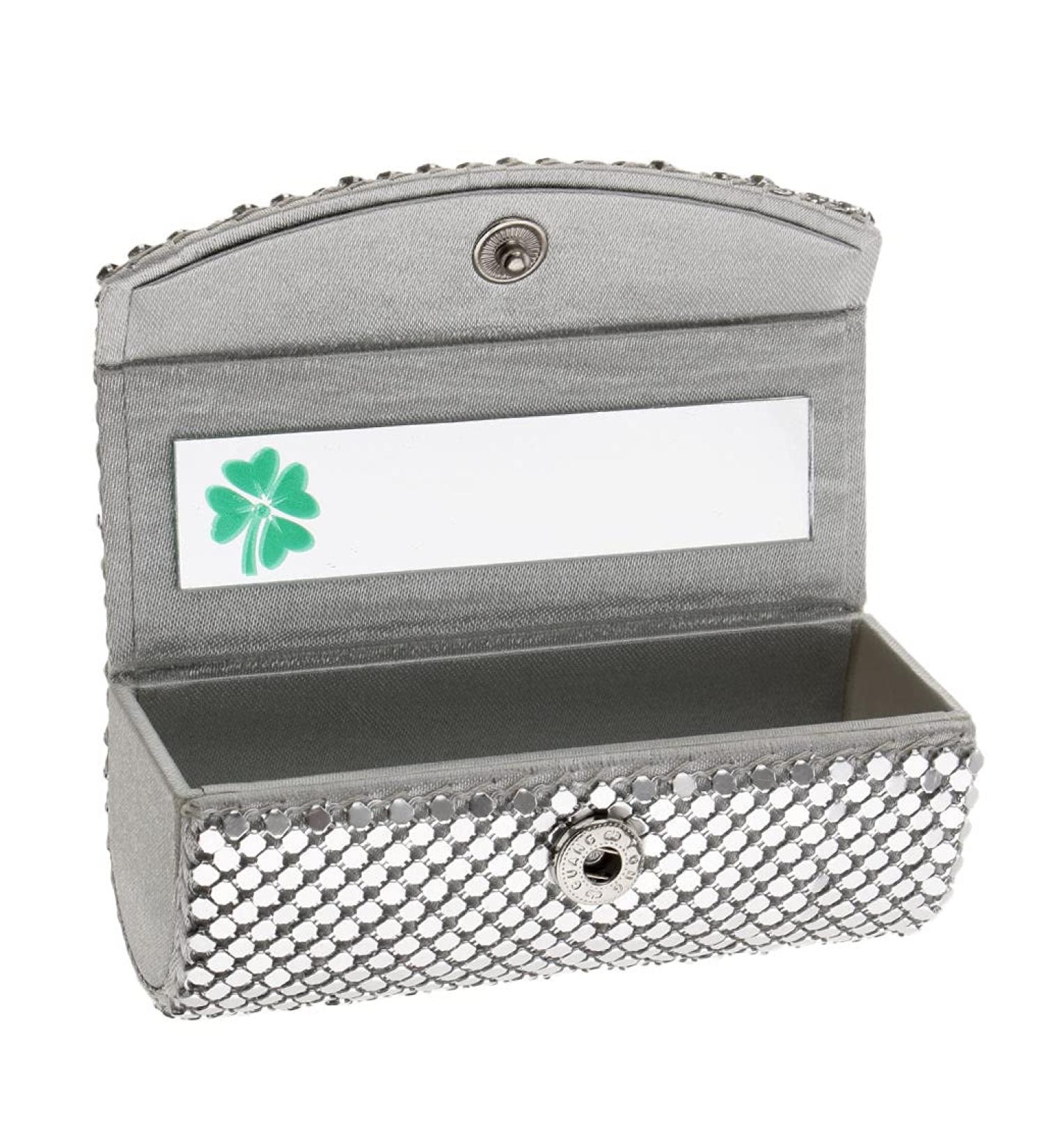 Buy Silver Lipstick Box with Mirror & Snap Fastener | Stylish Lipstick Case for Travel & Storage - Buy Online on SooperMarket.com