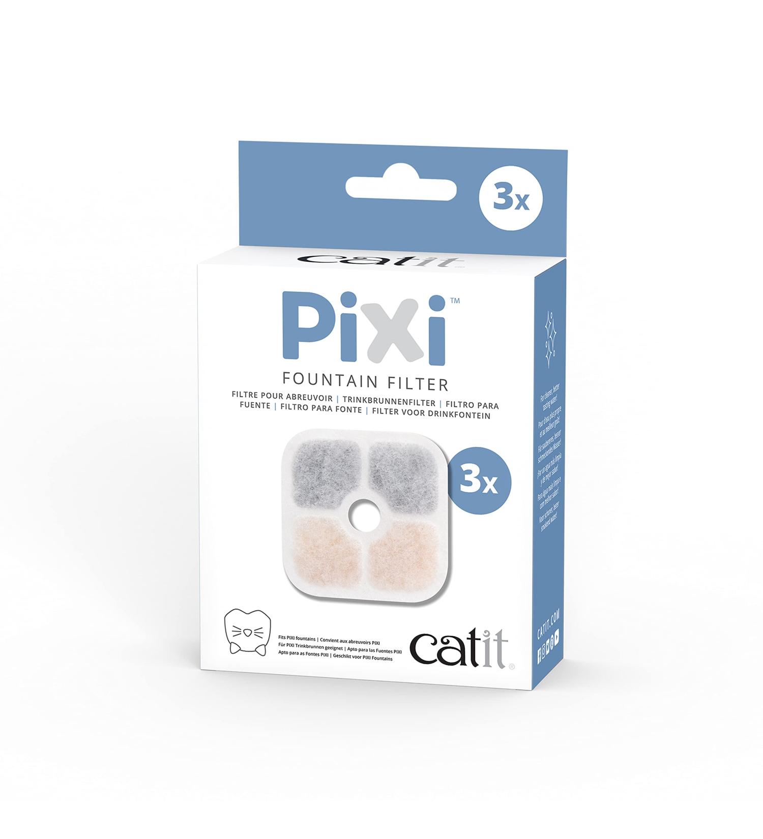 Catit PIXI Cat Drinking Fountain Filter 3-Pack - Triple Action Water Replacement Filter - Buy Online on SooperMarket.com