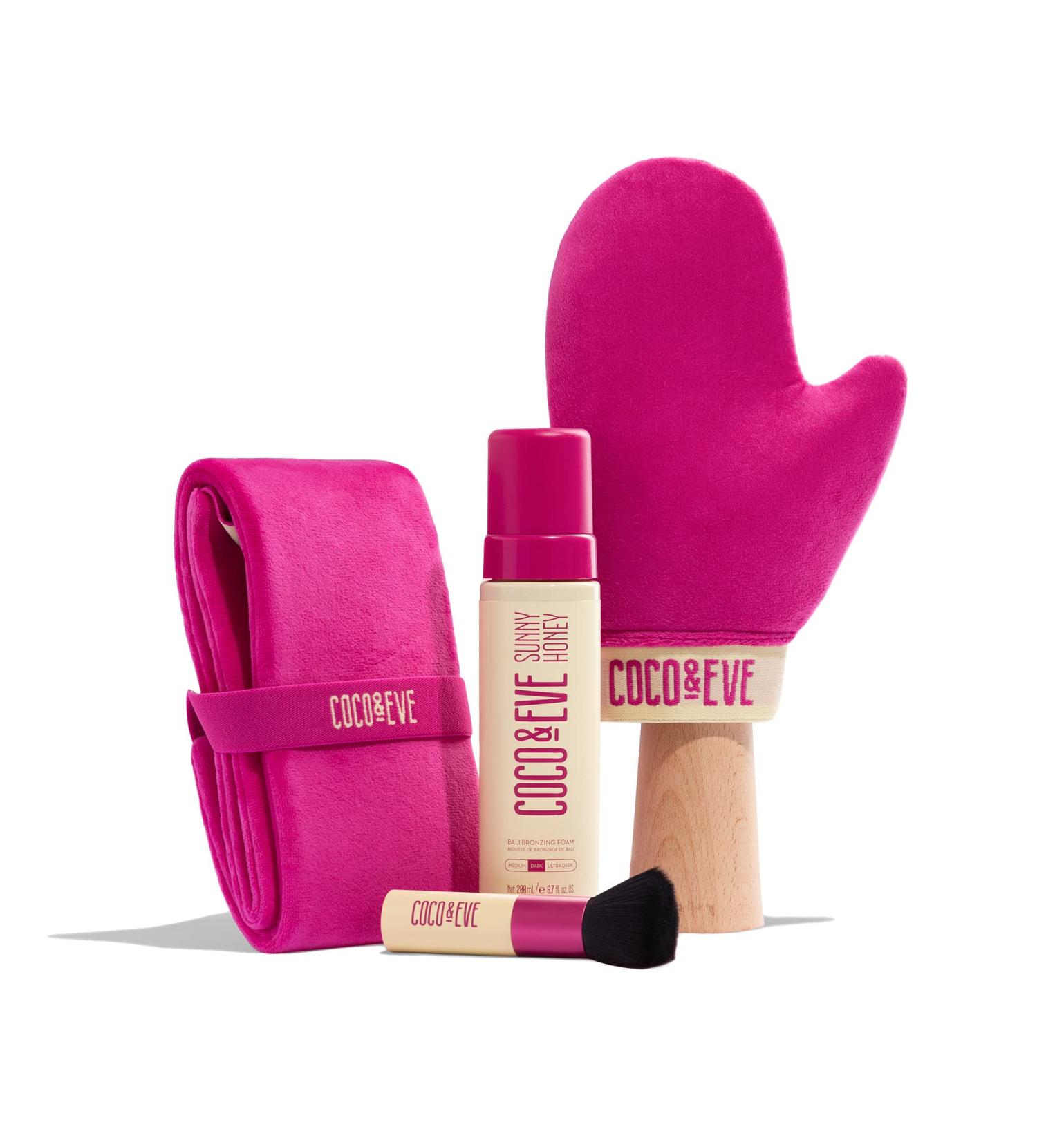 Coco & Eve Bali Bae Self Tan Set (Medium) | Natural Sunless Tanning Mousse with Bronzer Applicator Kit - Buy Online on SooperMarket.com