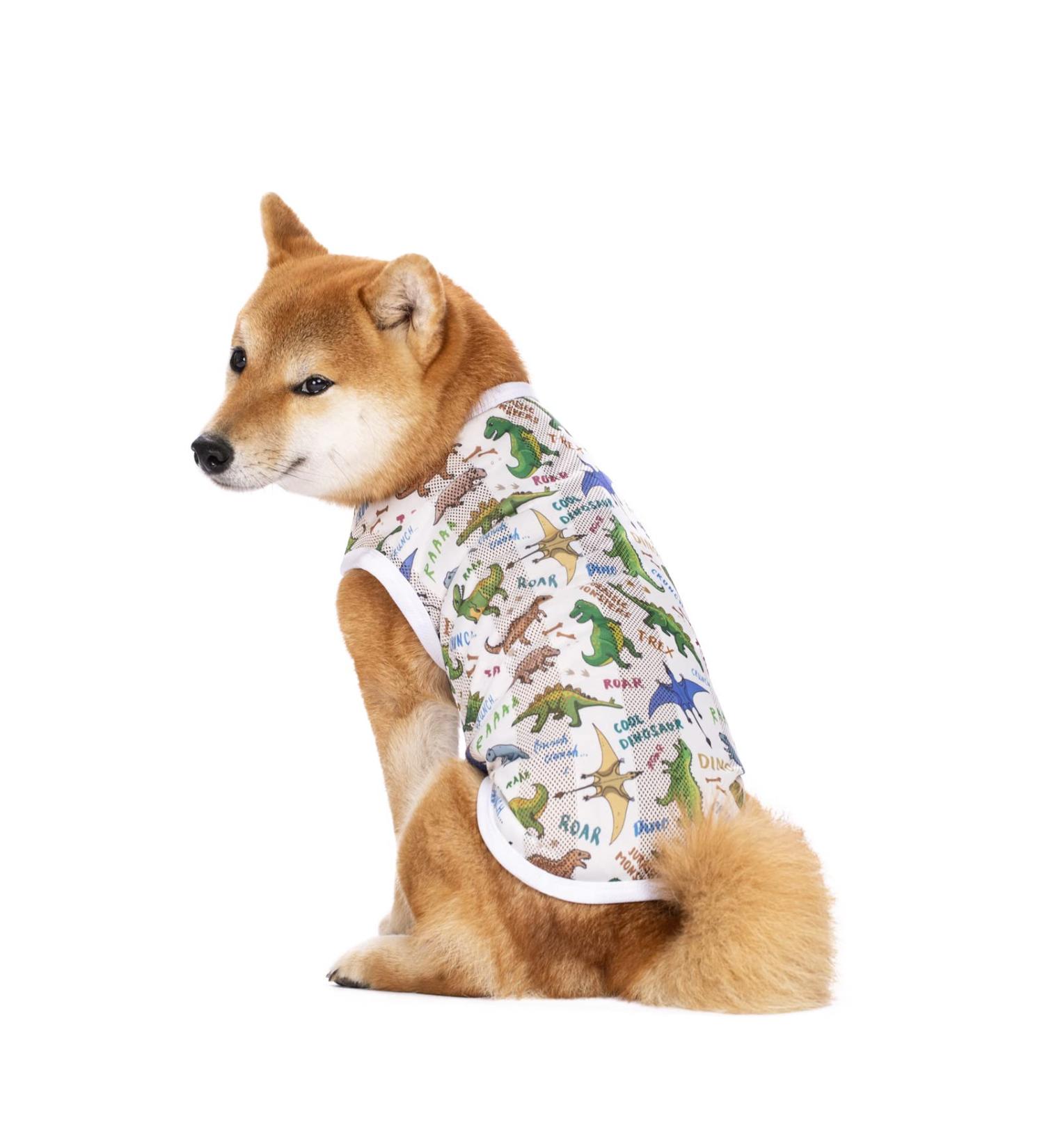 Cool Summer Pet T-Shirt for Medium & Large Dogs | Breathable Sun Protection Vest | Dinosaur Design (XS White) - Buy Online on SooperMarket.com