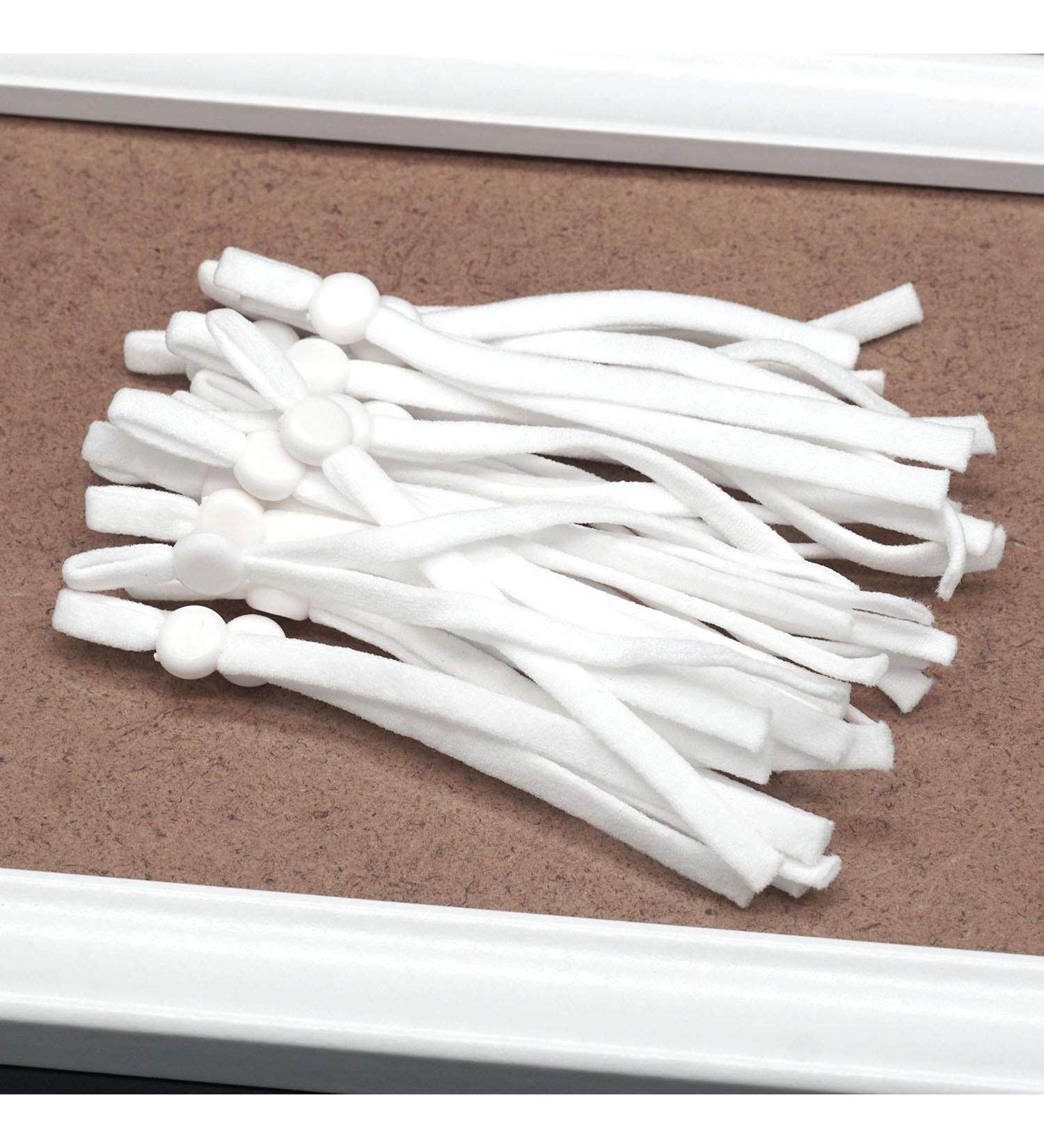 20 pcs Adjustable Elastic Bands with Silicone Buckle for DIY Handmade Masks (White) - Buy Online on SooperMarket.com