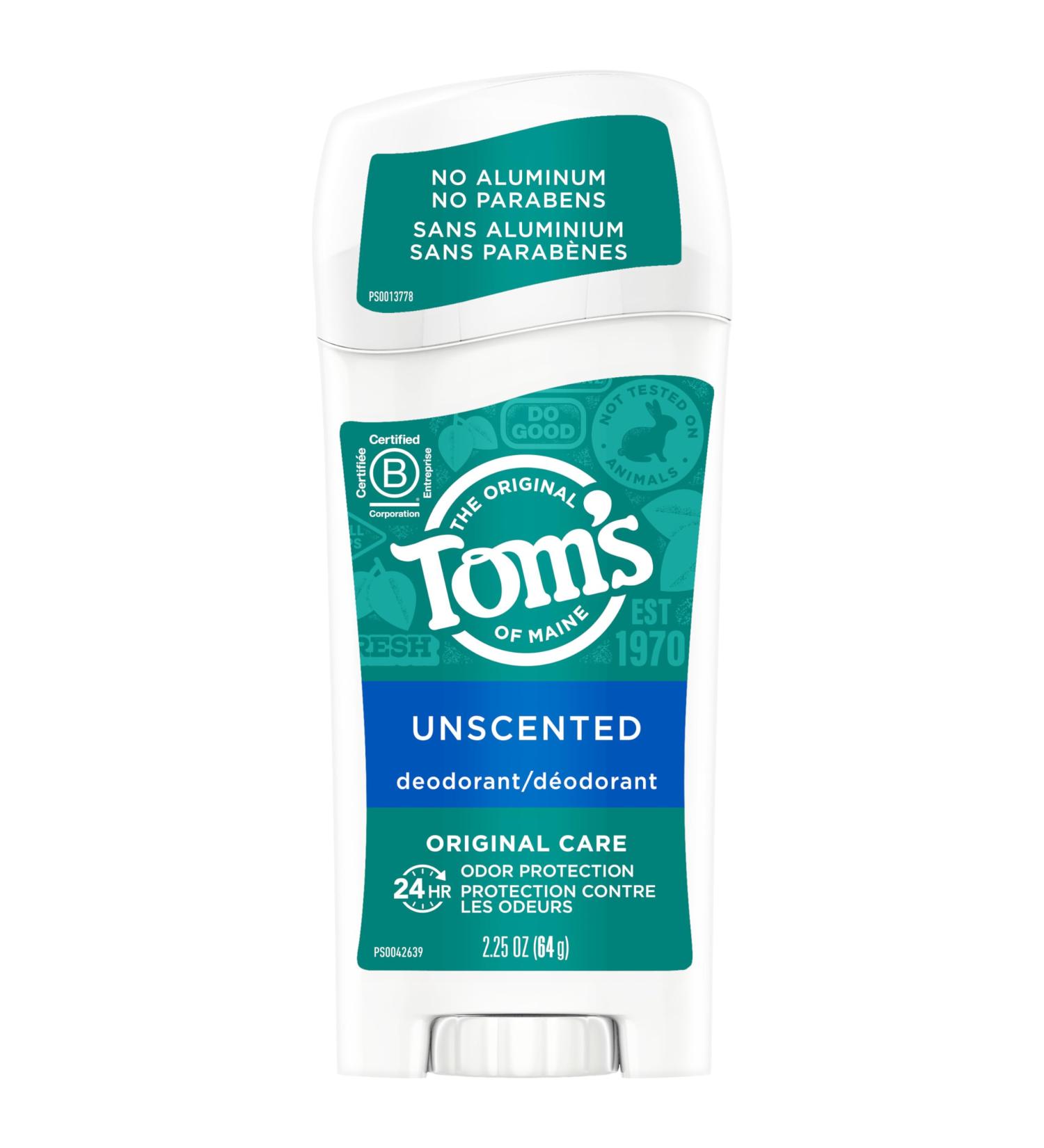 Tom's of Maine Original Care Natural Deodorant Unscented 2.25 Oz (Pack of 6) (Packaging May Vary) Unscented 2.25 Ounce (Pack of 6) - Buy Online on SooperMarket.com