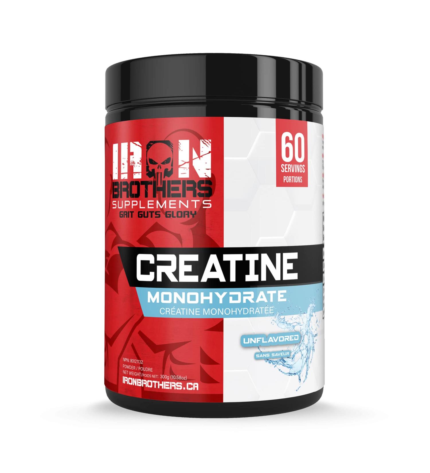 Iron Brothers Supplements - Pure Creatine Monohydrate Powder 300g - Creatine Powder for Post-Workout Muscle Building Strength Gains - Performance Booster for Men and Women | Unflavored - 60 Servings - Buy Online on SooperMarket.com