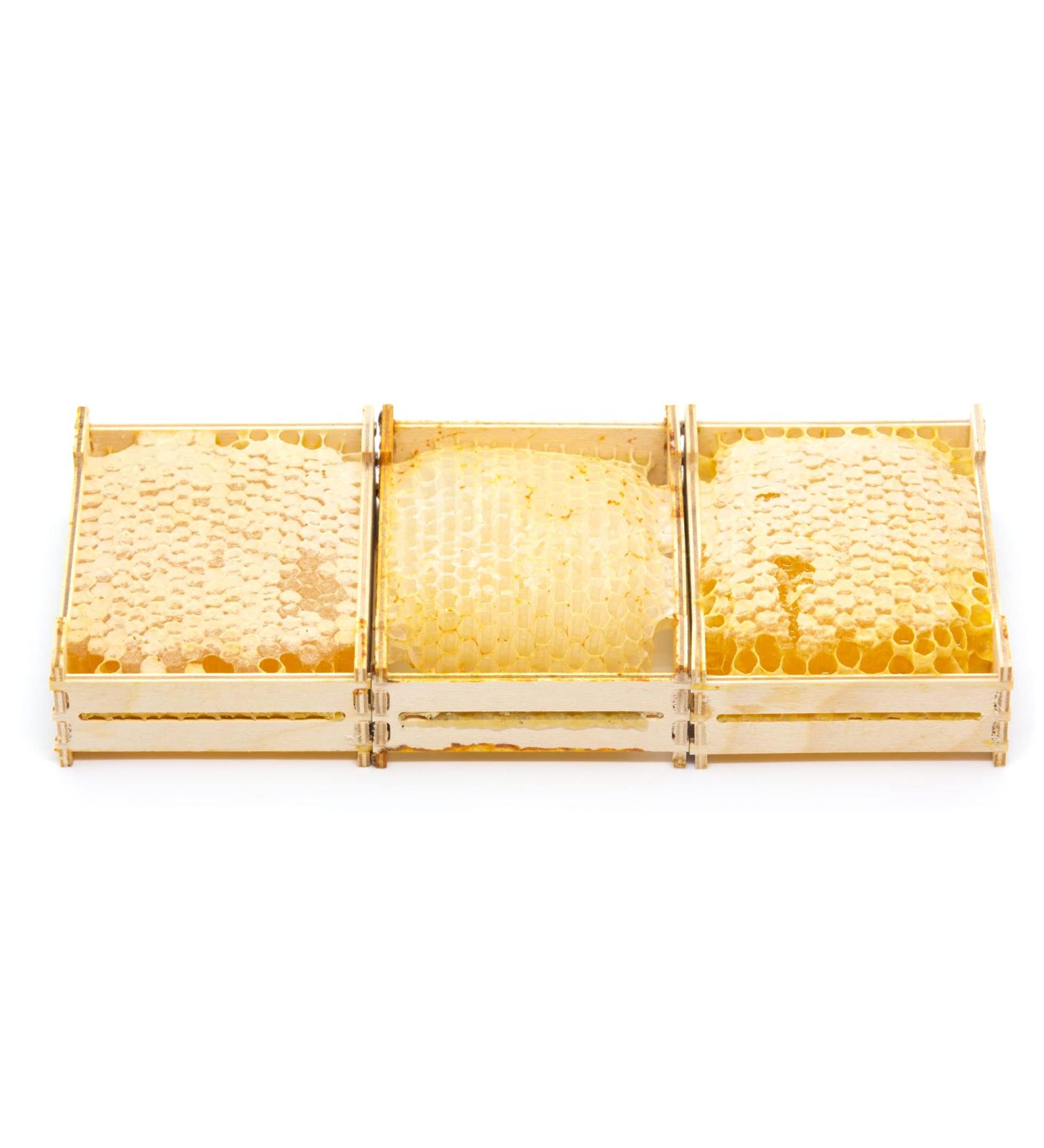 3 x 350g Honeycomb Of Wildflower In Wooden Frame - Pure Natural Honey Comb - Unpasteurised 100% Directly From Hives - Buy Online on SooperMarket.com