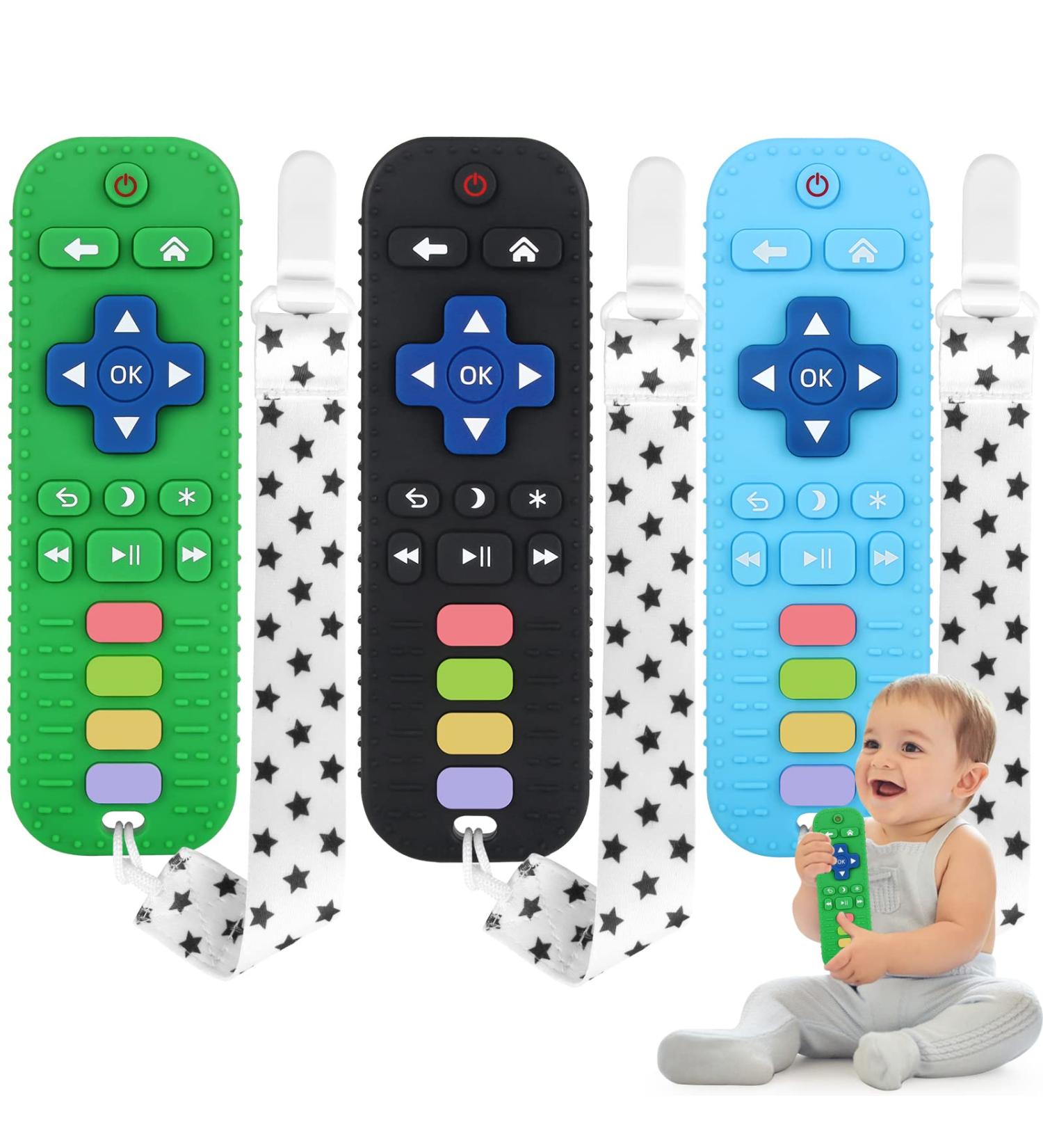Wujun Silicone Bite Toy for Toddlers - Remote-Controlled BPA-Free Rings | Calming Relief Set (Black Green Blue) - Safe Durable & Dishwasher Friendly - Buy Online on SooperMarket.com