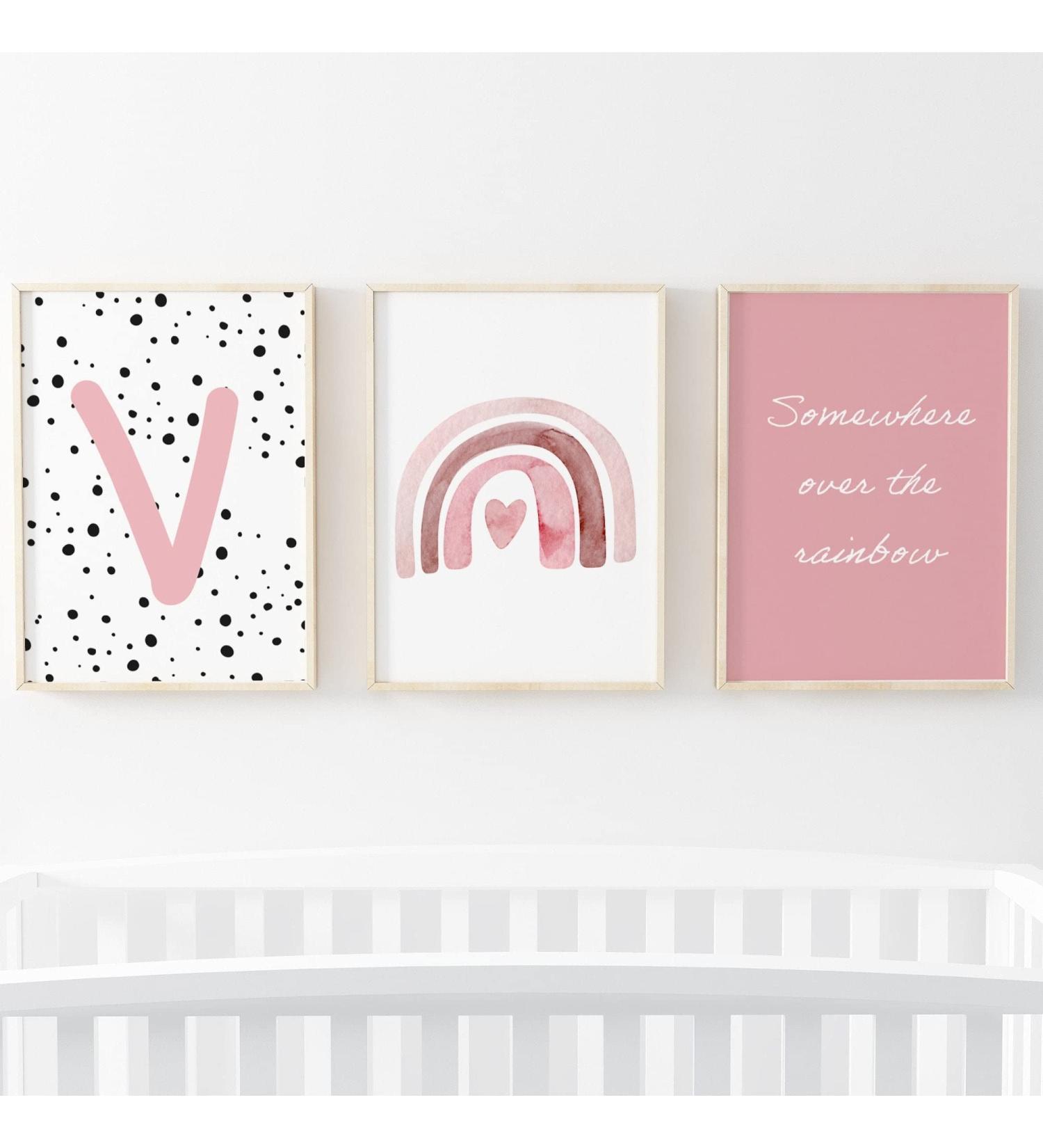 Pompom Prints Set of 3 Rainbow Nursery Prints | Scandi Boho Style Decor for Girls Bedroom and Playroom | 5x7 Inch V - Buy Online on SooperMarket.com