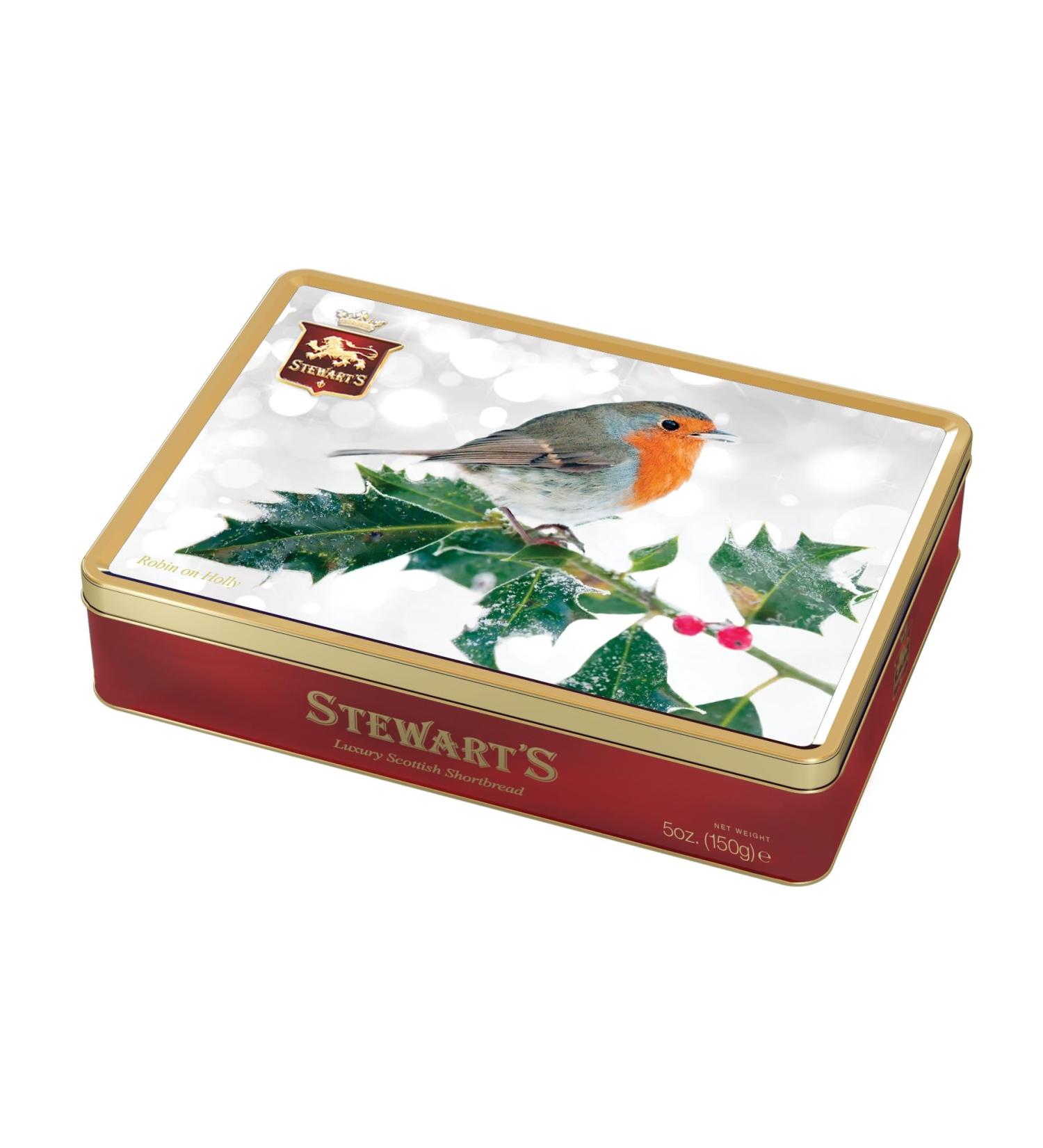 Stewart's - Snow Robin Shortbread Gifting Tin (150g) - Traditionally Made Luxury Scottish Shortbread Delicious Melt-In-Mouth Biscuits Ideal Collectable Treat to Share 40 Years Heritage
