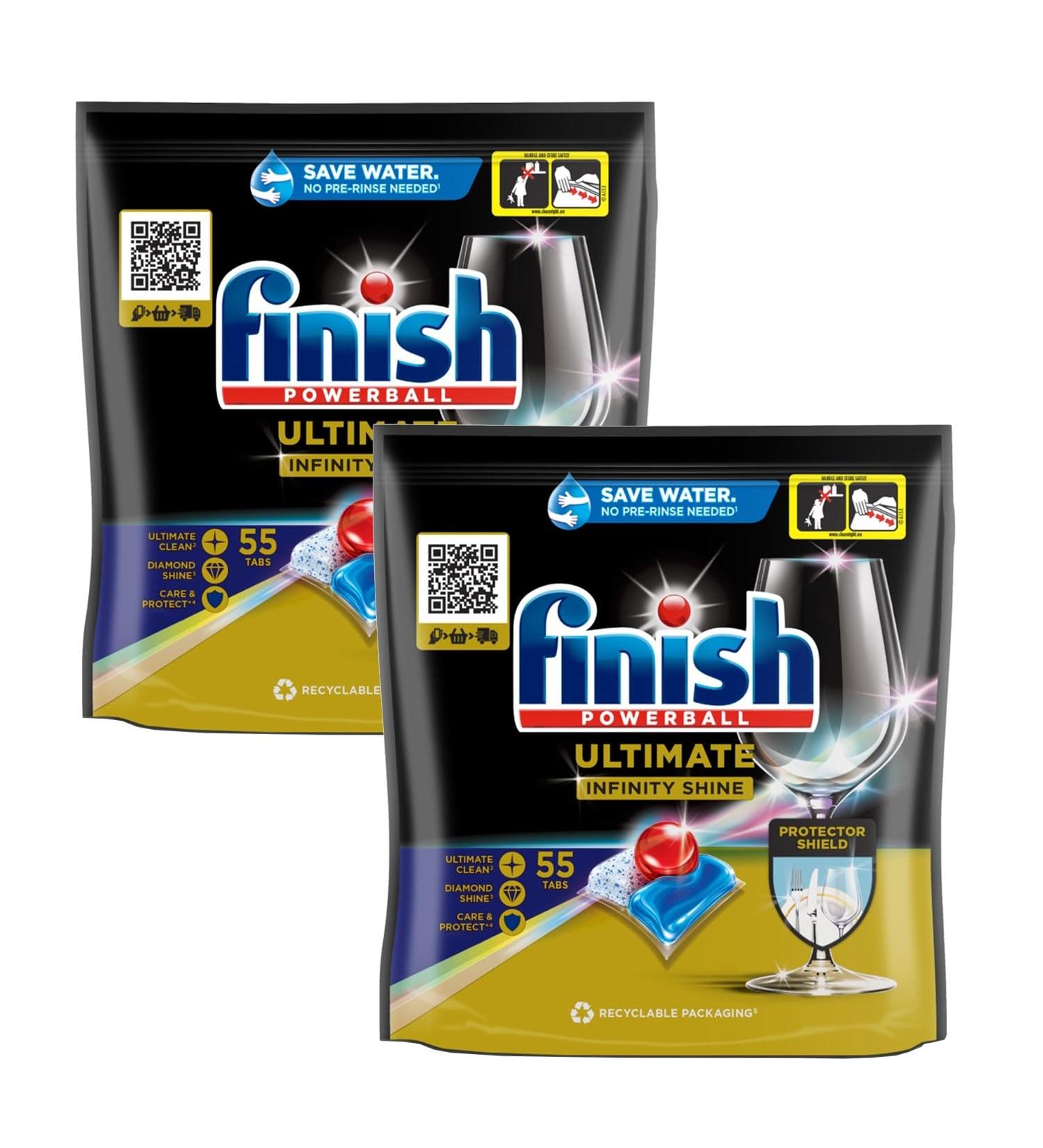 2 x Finish Ultimate Infinity Shine Dishwasher Tablets Bulk Scent : Fresh Size : 55 Dishwasher tabs For Ultimate Clean and Diamond Shine (Total 110 Tabs) - Buy Online on SooperMarket.com
