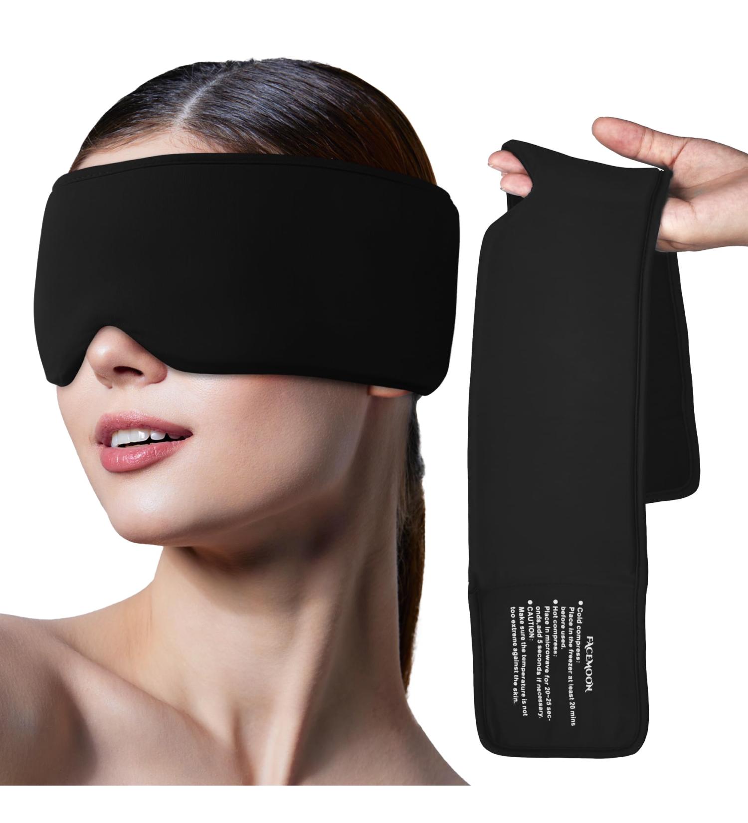 Cooling Gel Eye Masks - Cold & Warm Compress for Puffy Eyes Dark Circles Migraine Relief | Soft Gel Sleep Mask - Black - Buy Online on SooperMarket.com
