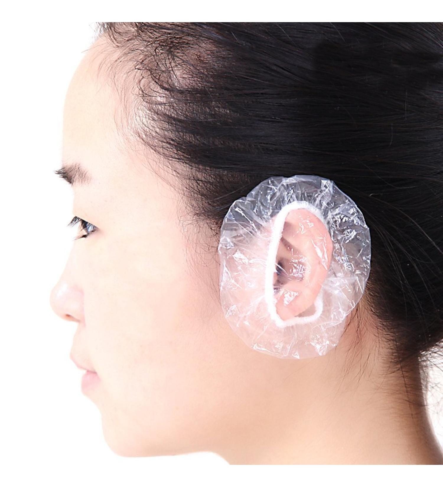 100pcs Disposable Waterproof Ear Covers - Salon Ear Protector Caps for Shower & Hair Dyer - Clear - Buy Online on SooperMarket.com