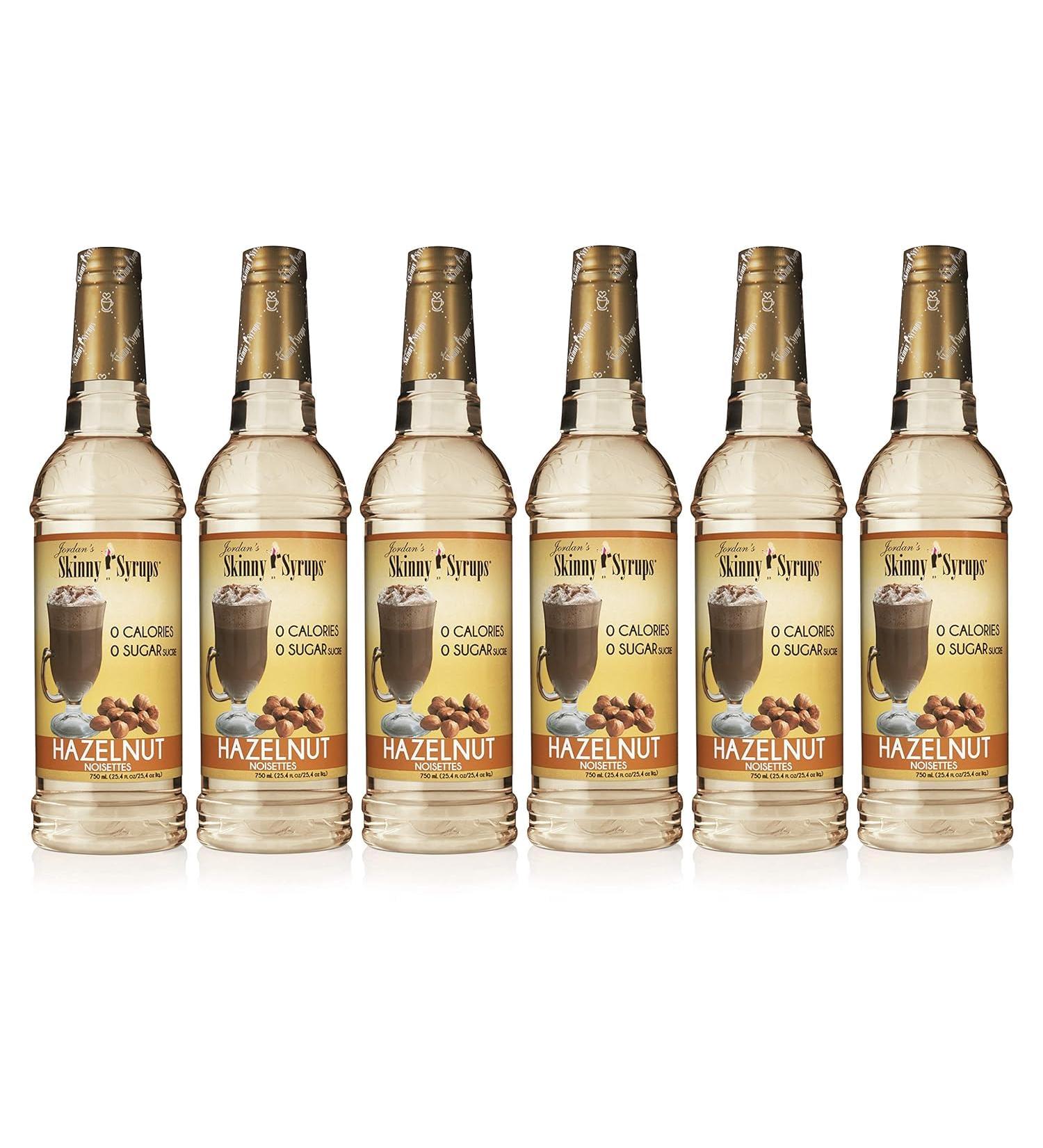 Jordan's Skinny Syrups Sugar-Free Coffee Syrup Hazelnut Flavoring for Chai Latte Protein Shake and More - Zero Calorie Gluten-Free Keto Friendly - 750ml (25.4 Fl Oz) - Pack of 6 - Buy Online on SooperMarket.com