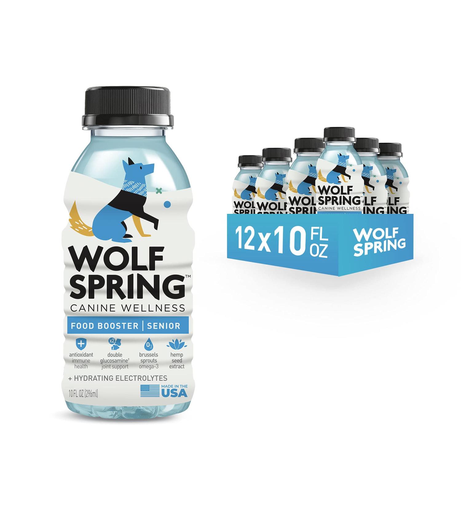 Wolf Spring All-Natural Dog Food Booster for Senior Dogs - Vitamins, Skin & Coat Support, Joint Health - Digestive Health Multivitamin with Glucosamine - Plant-Based Additive - 10oz (Pack of 12) - Buy Online on SooperMarket.com