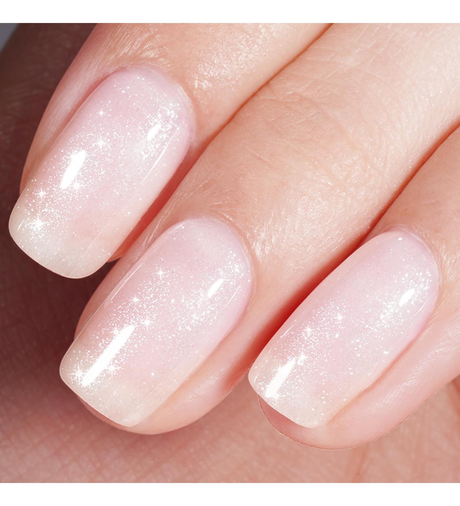 AILLSA White Glitter Gel Nail Polish - Shimmer Silver Nude Color Translucent Jelly for Nail Salon & Home | 0.51 Fl Oz - Milky Sparkle Soak Off UV Gel - Buy Online on SooperMarket.com