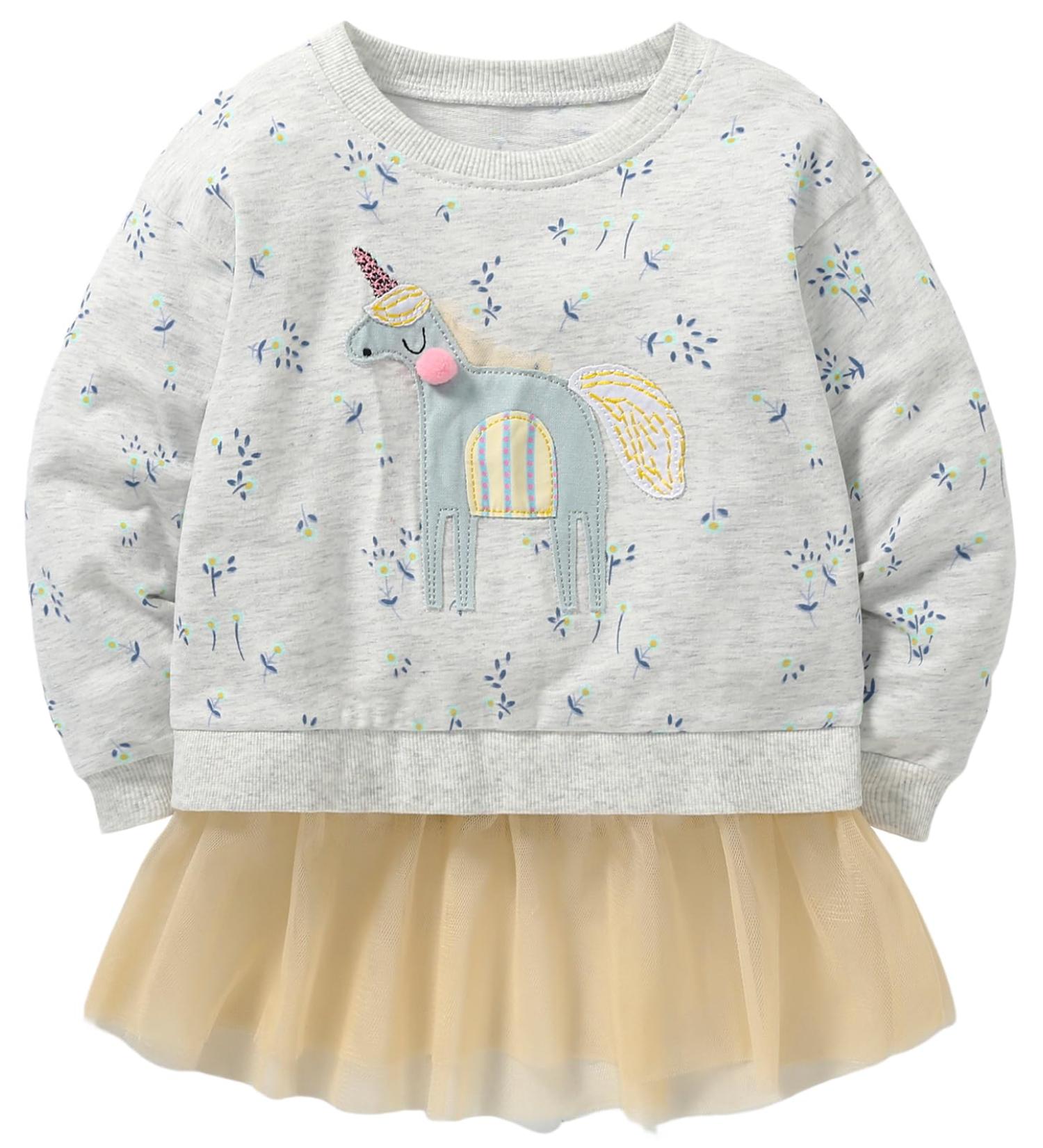 Girls Unicorn Sweatshirt for Kids | Cotton Long Sleeve Pullover | Toddler Clothes for 2-3 Years | Age 1-12 Years | Casual Jumper - Buy Online on SooperMarket.com