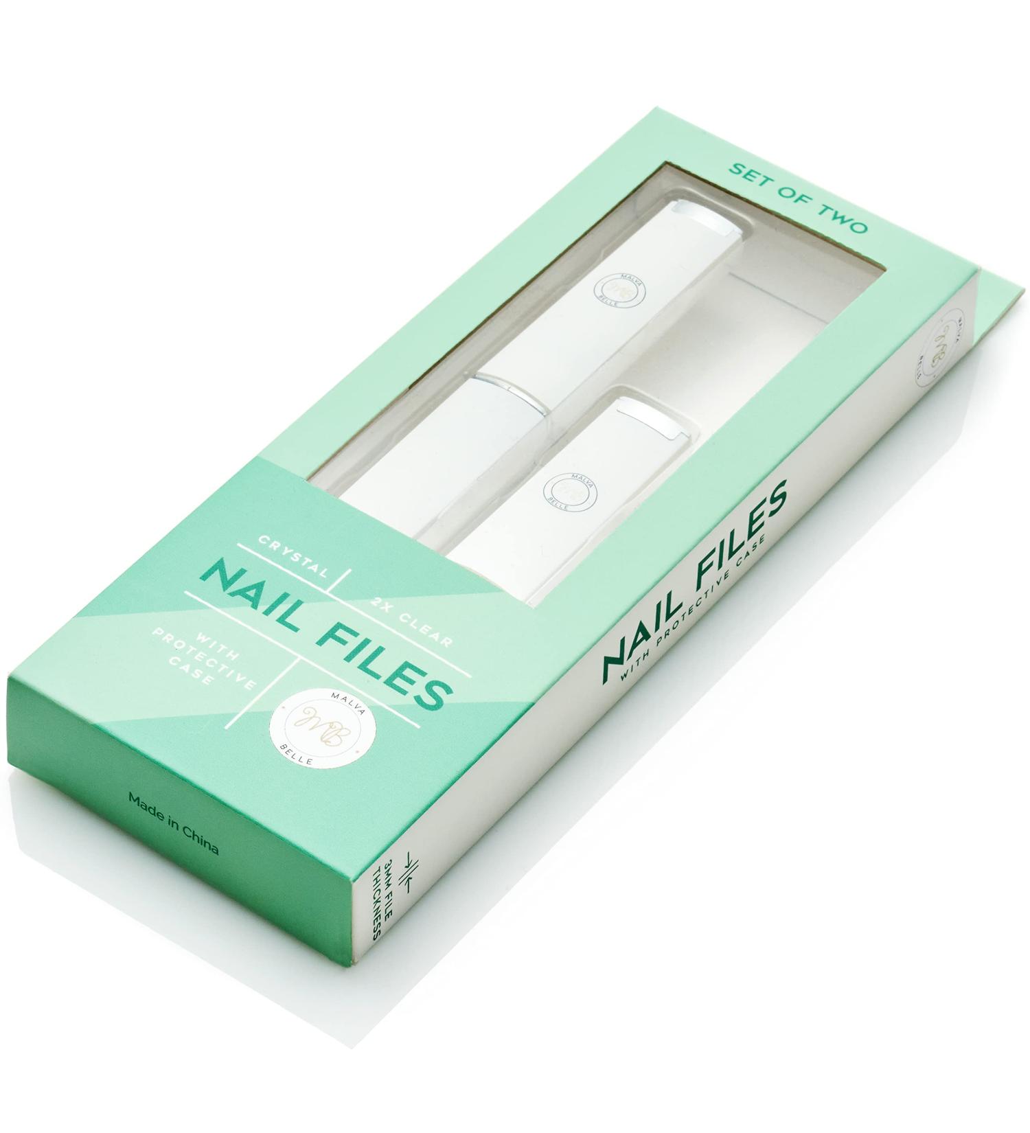 Malva Belle Best Crystal Glass Nail File Long Lasting Double Sided Tempered Glass File Professional Salon Manicure/Pedicure Filing Tool for Natural Nails - 2 Pack (3 mm) Clear X2 3mm - Buy Online on SooperMarket.com