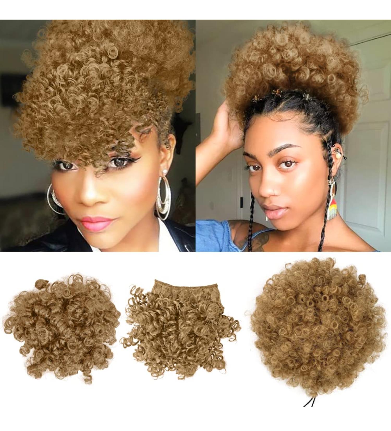 Afro Puff Drawstring Ponytail with Bangs - Kinky Curly Pineapple Hair for Black Women - 3 Piece Set (27#) - Buy Online on SooperMarket.com