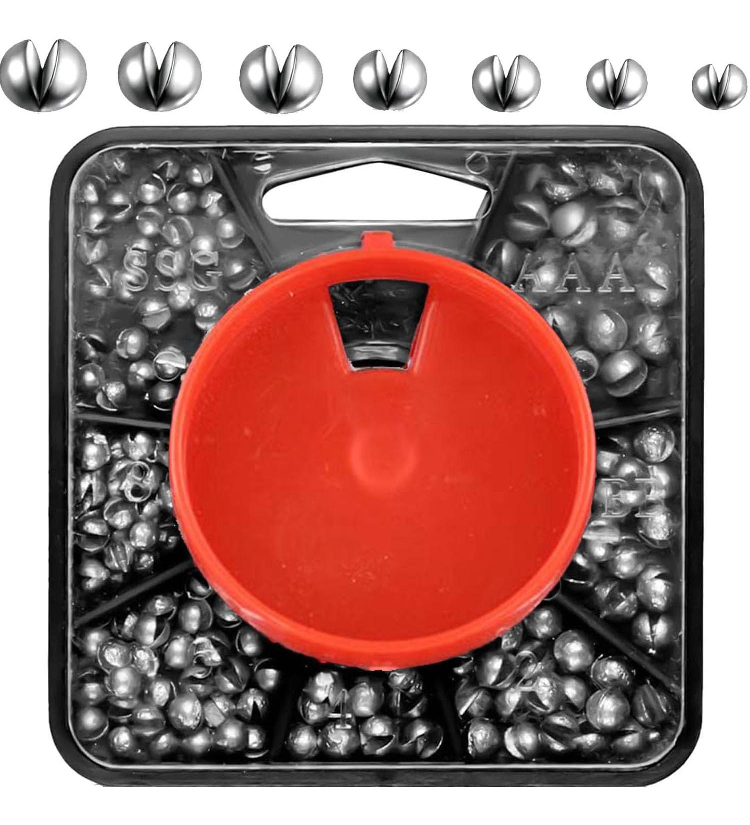 Premium Fishing Lye Set - 160 Lead Grain Weights with Storage Box | 7 Sizes for Versatile Angling | Removable Lead Shot for Optimal Performance - Buy Online on SooperMarket.com