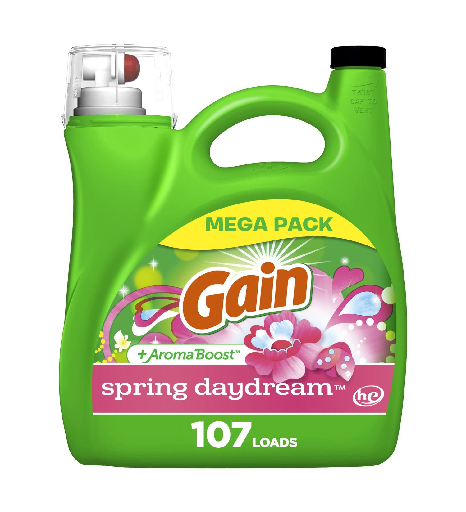 Gain + Aroma Boost Liquid Laundry Detergent - Spring Daydream Scent 107 Loads 154 fl oz | HE Compatible - Shop Now - Buy Online on SooperMarket.com