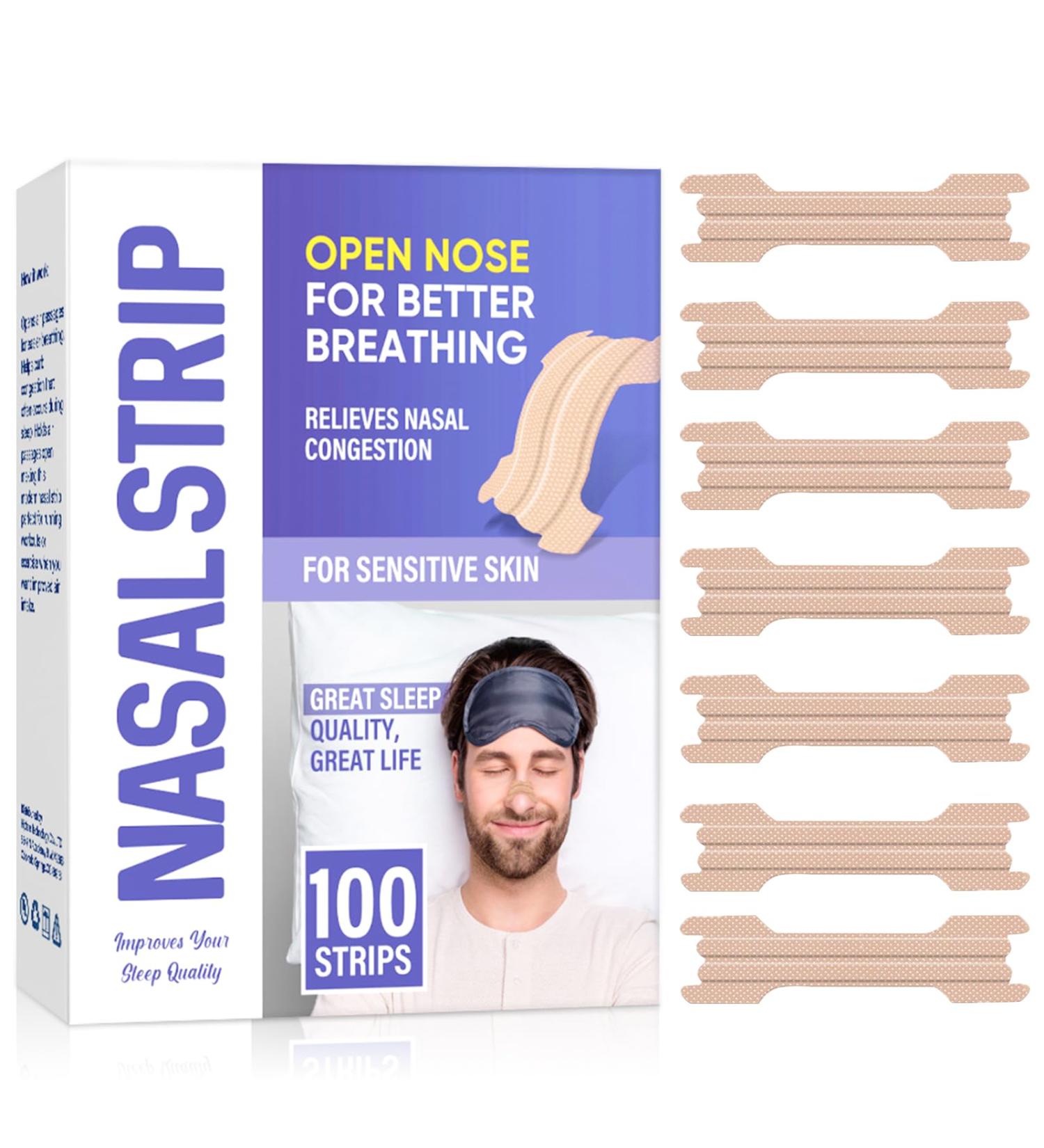 100Pcs Nasal Strips for Snoring and Better Nose Breathing - Gentle Anti Snoring Solution for Effective Nasal Congestion Relief - Buy Online on SooperMarket.com
