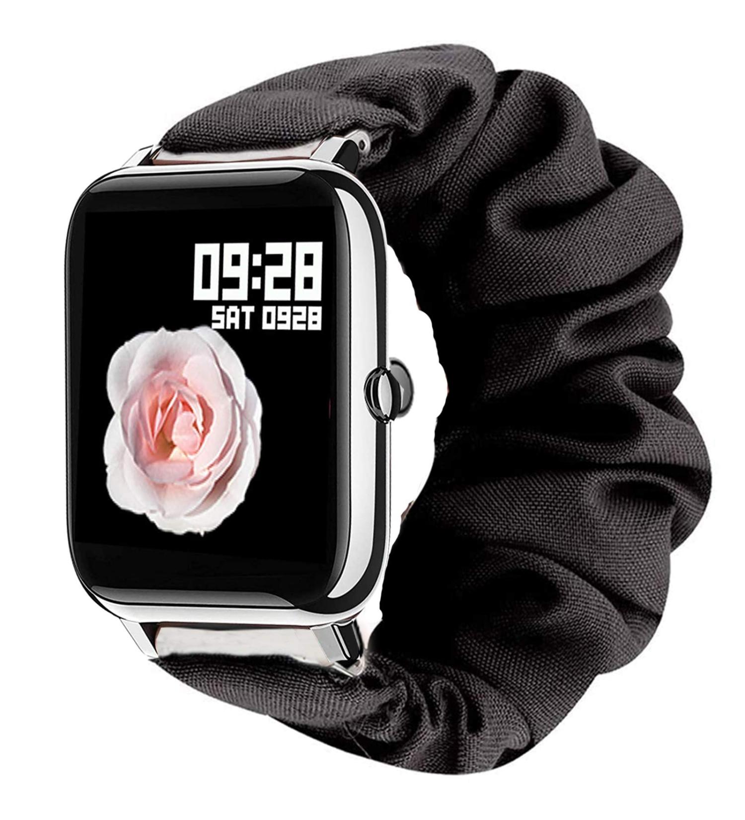 Compatible for Popglory P22 Band  Fabric Elastic Scrunchie Elastic Women Cute Replacement Straps Compatible for Popglory P22 / Donerton Smartwatch / iTouch Air 3 / IOWODO R3Pro Smartwatch Black - Buy Online on SooperMarket.com