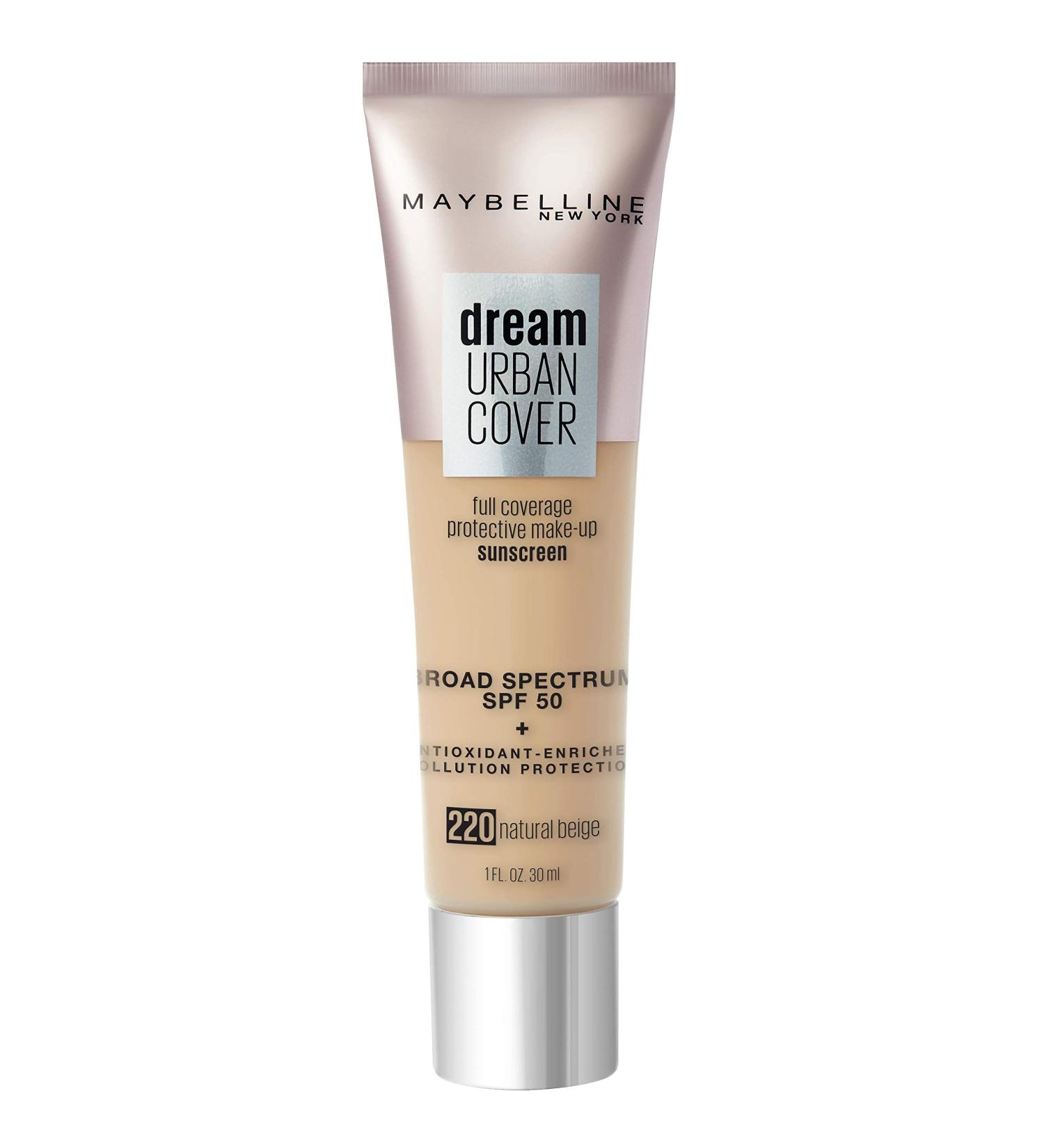 Maybelline Dream Urban Cover Flawless Coverage Foundation Makeup SPF 50 - Natural Beige 220, 1 Fl Oz - Buy Online on SooperMarket.com