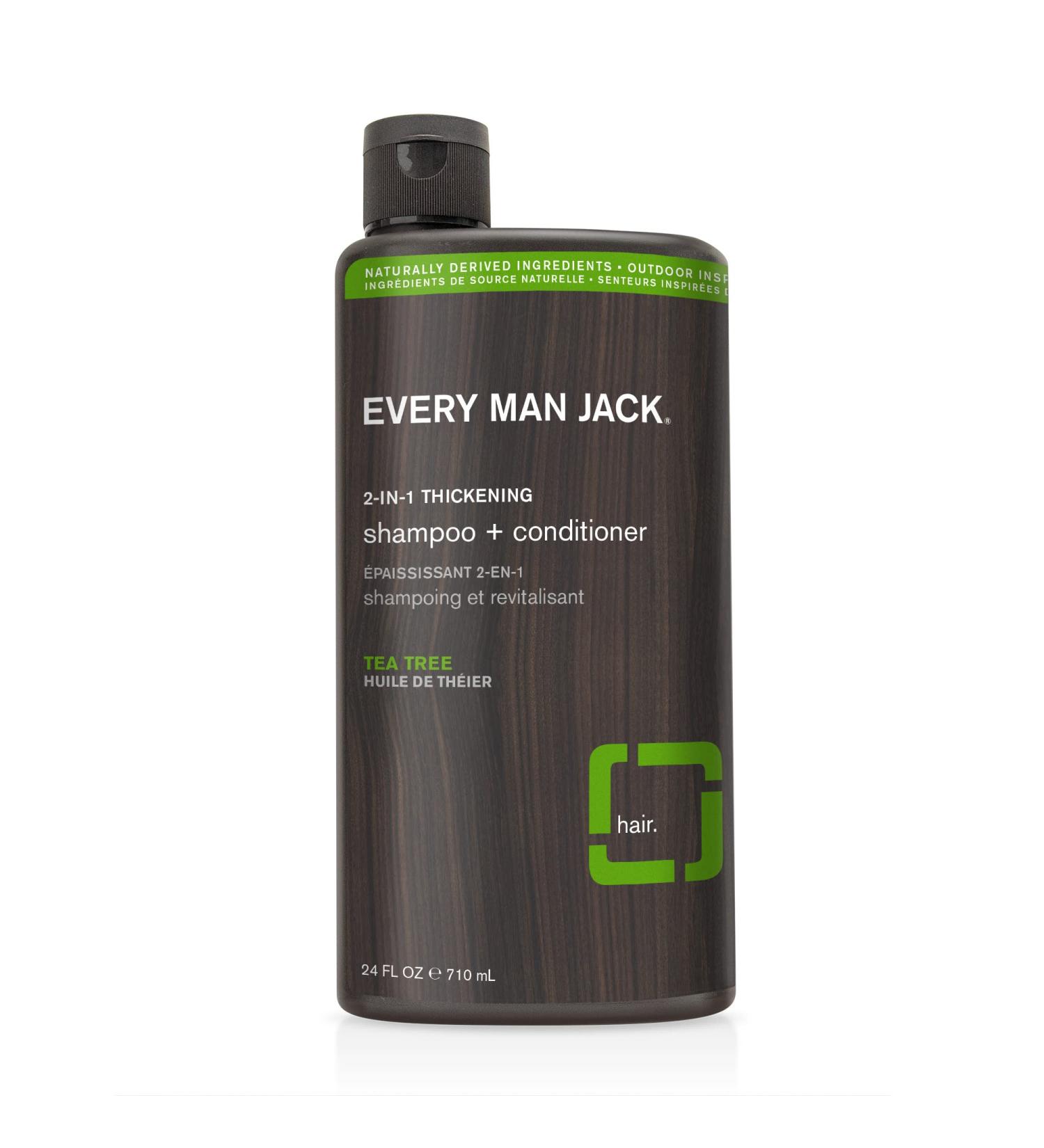 Every Man Jack 2-in-1 Thickening Shampoo + Conditioner - Coconut, Aloe, Tea Tree - 24oz - Natural Ingredients, No Harmful Chemicals - Buy Online on SooperMarket.com