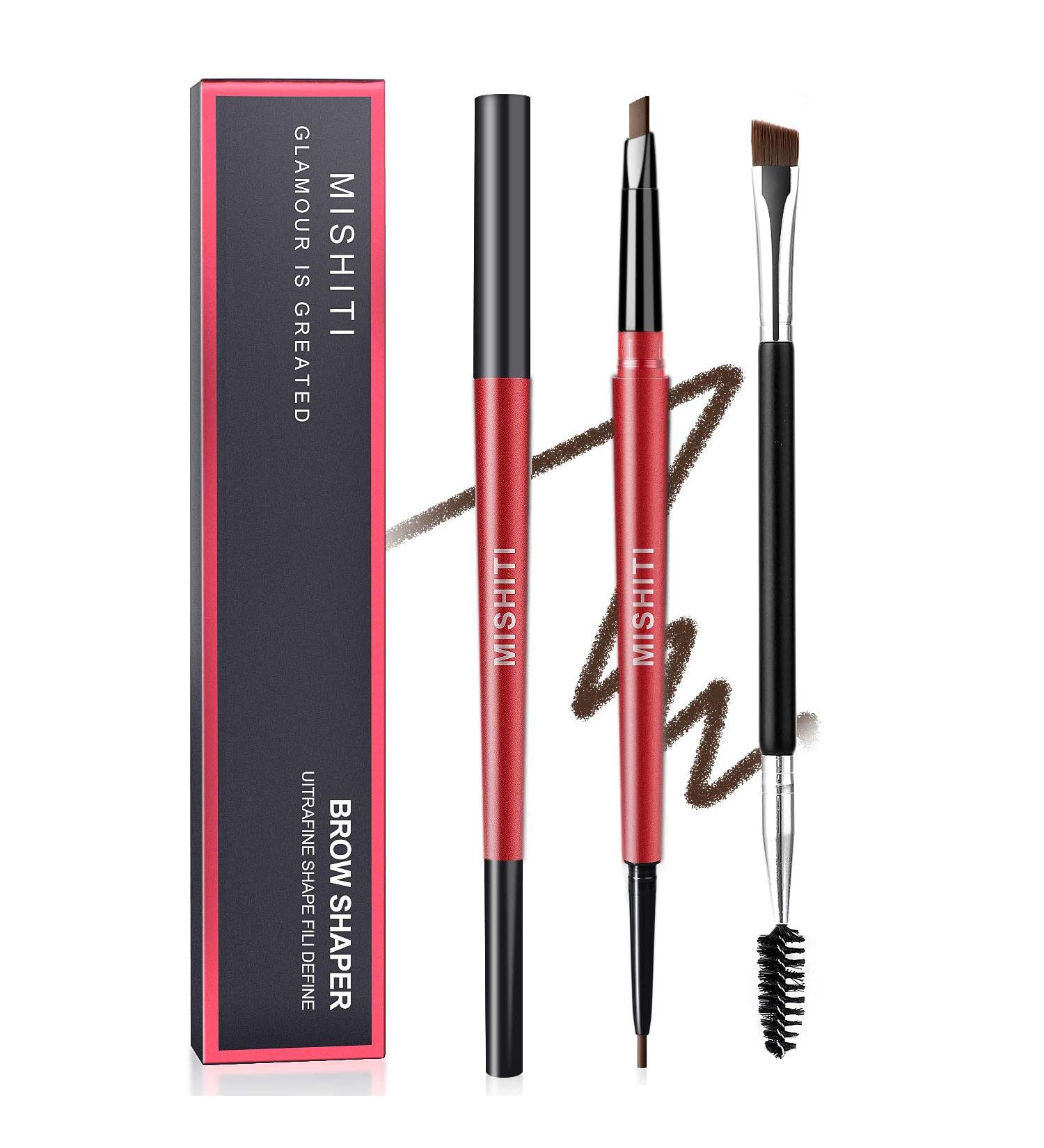 JASSINS 2pc Double-Headed Eyebrow Pencil Kit - Waterproof & Long-Lasting Dark Brown Brow Pen with Brush - Buy Online on SooperMarket.com