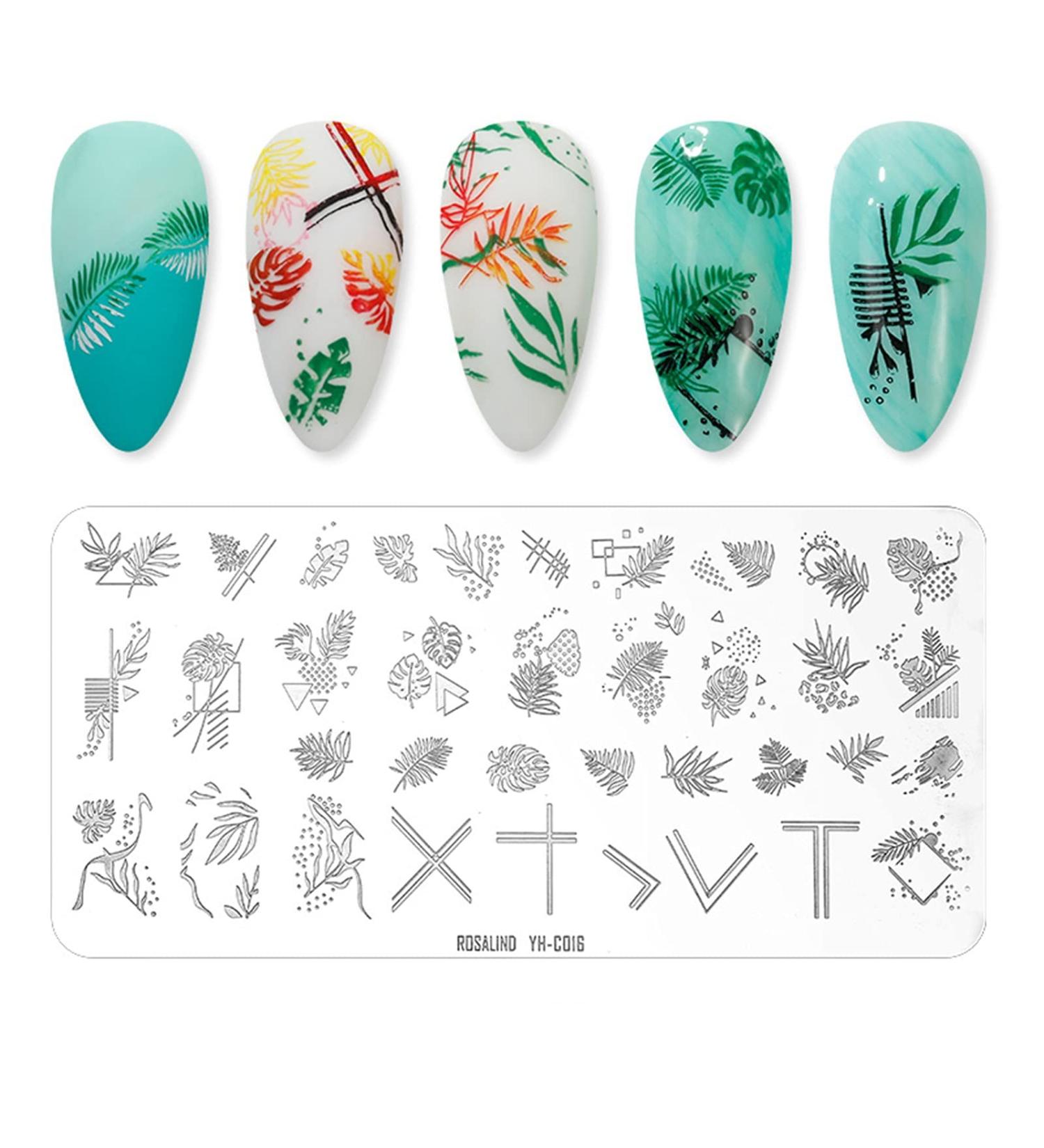 Premium Nail Art Stamping Plates - Flower Geometry & Heart Designs | International Shipping - Buy Online on SooperMarket.com